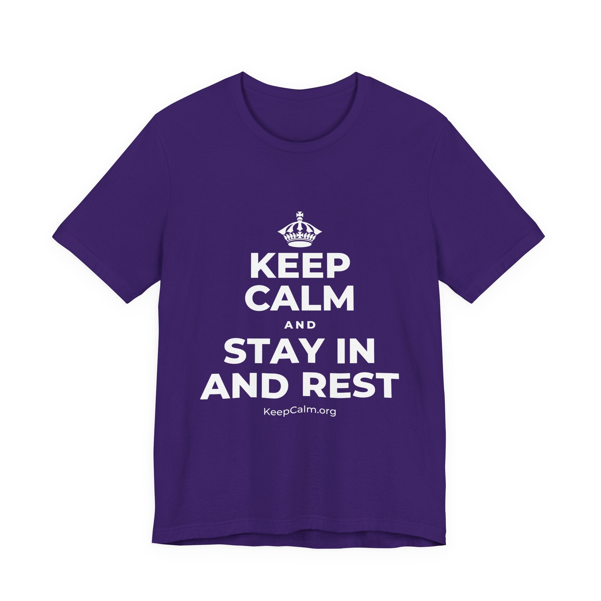 KEEP CALM AND STAY IN AND REST T-Shirt (Soft Cream–Heather Mauve)