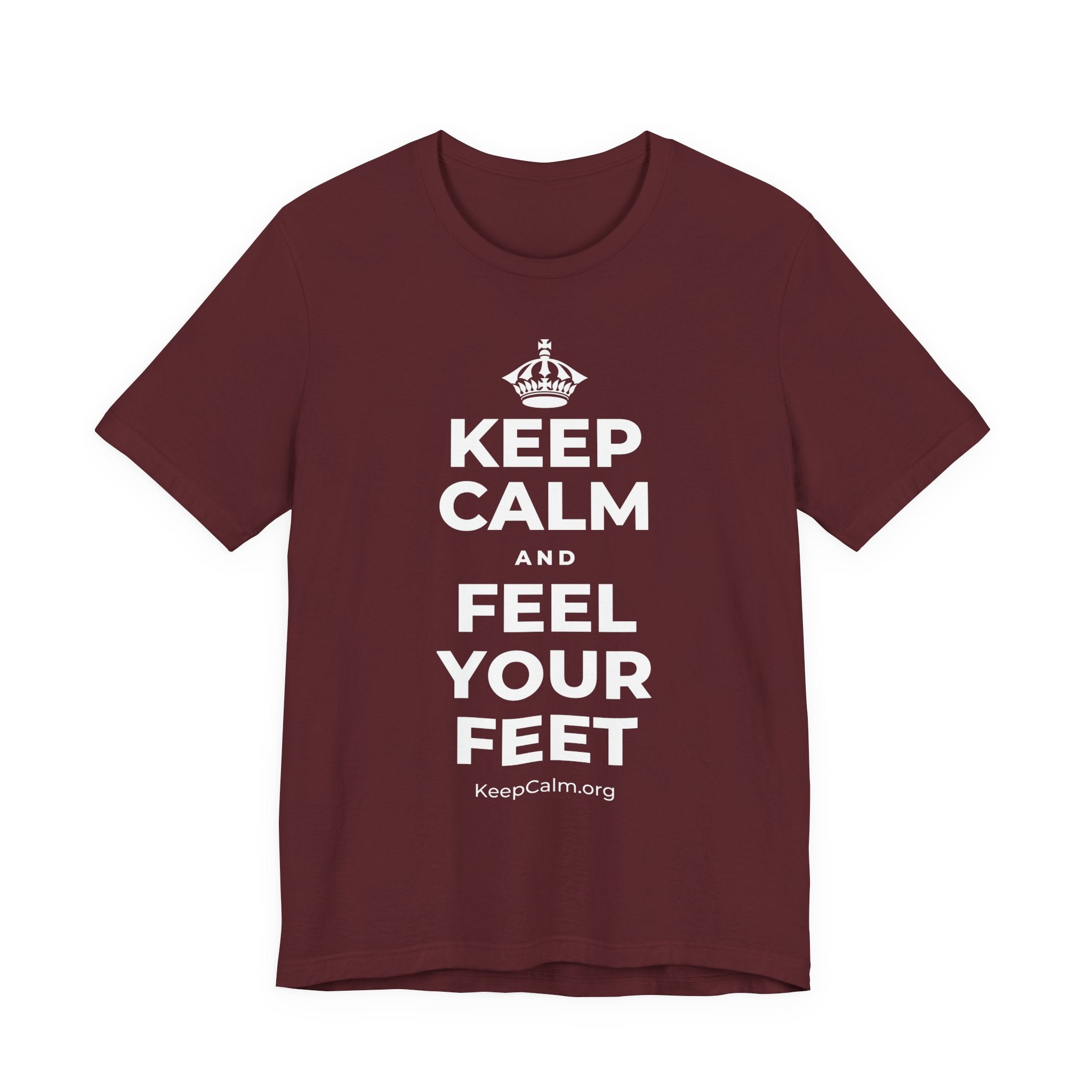 KEEP CALM AND FEEL YOUR FEET T-Shirt (Baby Blue–Silver)