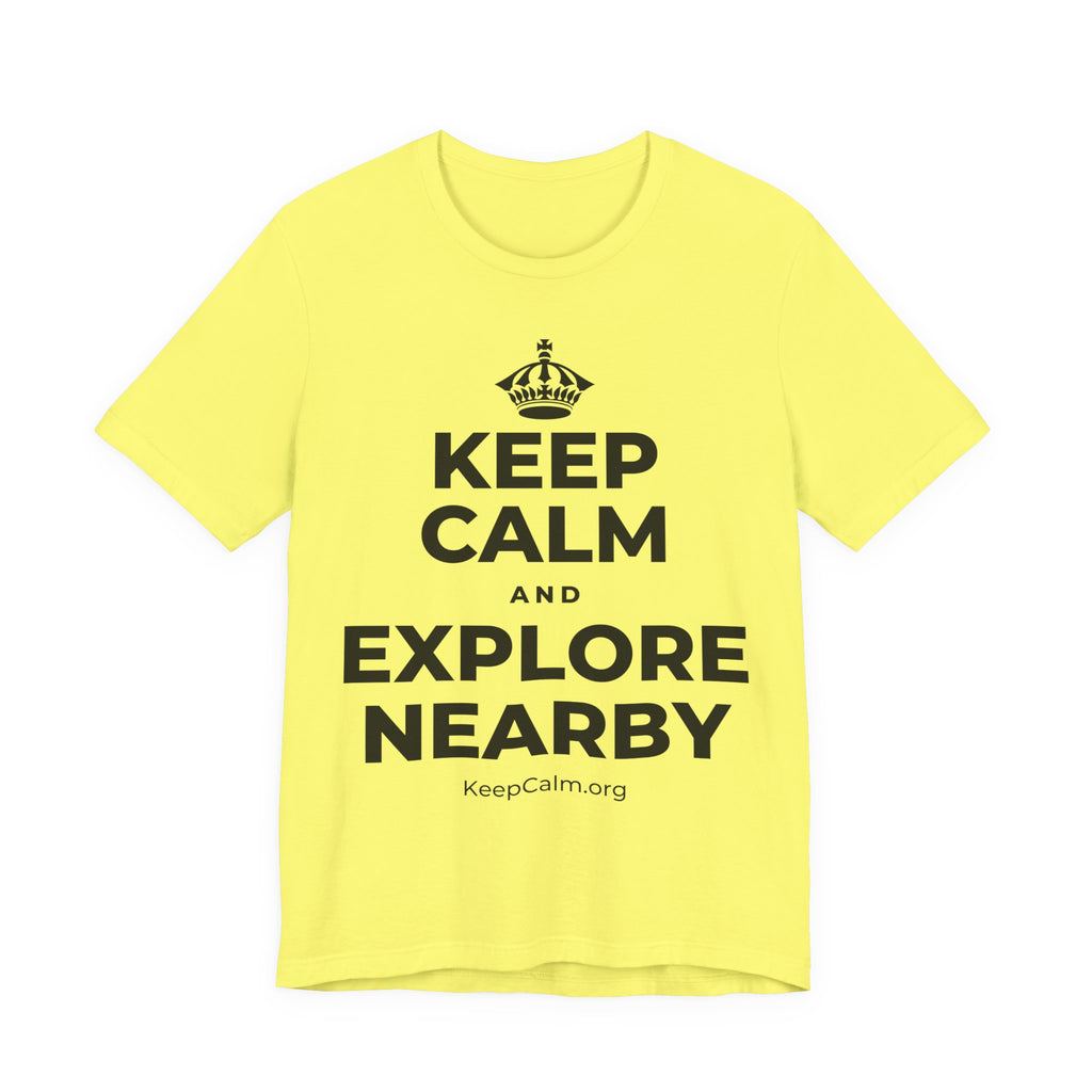 KEEP CALM AND EXPLORE NEARBY T-Shirt (Soft Cream–Heather Mauve)
