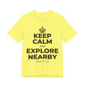 KEEP CALM AND EXPLORE NEARBY T-Shirt (Soft Cream–Heather Mauve)
