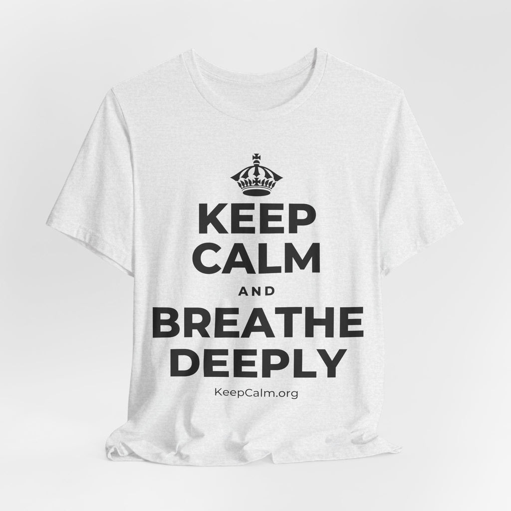 KEEP CALM AND BREATHE DEEPLY T-Shirt (Soft Cream–Heather Mauve)