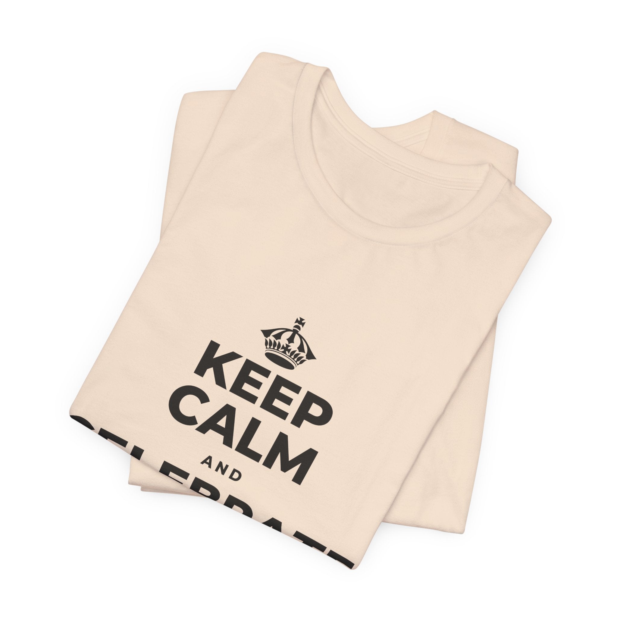 KEEP CALM AND CELEBRATE THE SMALL STUFF T-Shirt (Soft Cream–Heather Mauve)