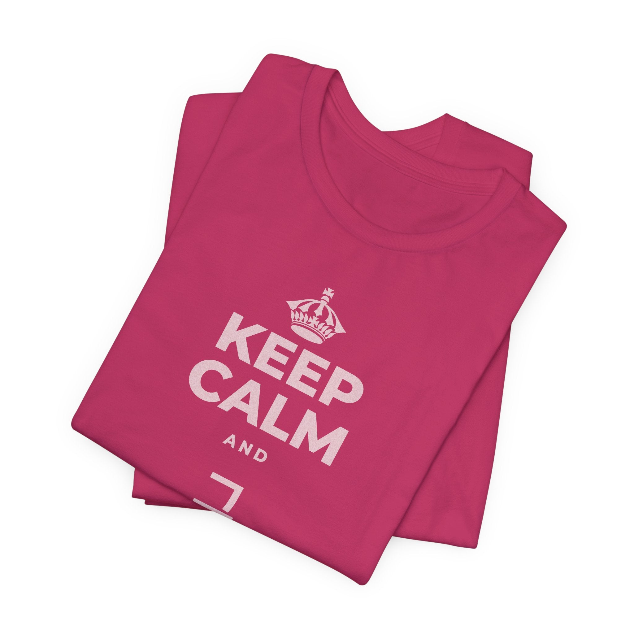 KEEP CALM AND 그 질문을 해요 T-Shirt (Baby Blue–Silver)