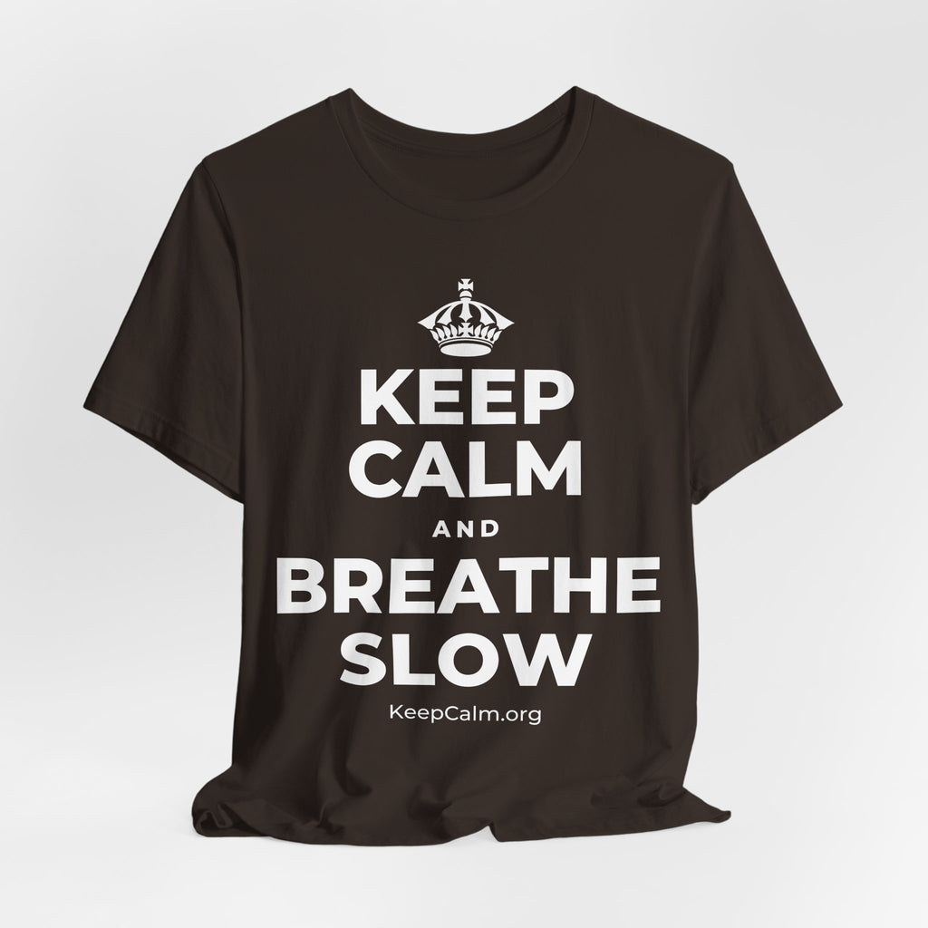 KEEP CALM AND BREATHE SLOW T-Shirt (Soft Cream–Heather Mauve)