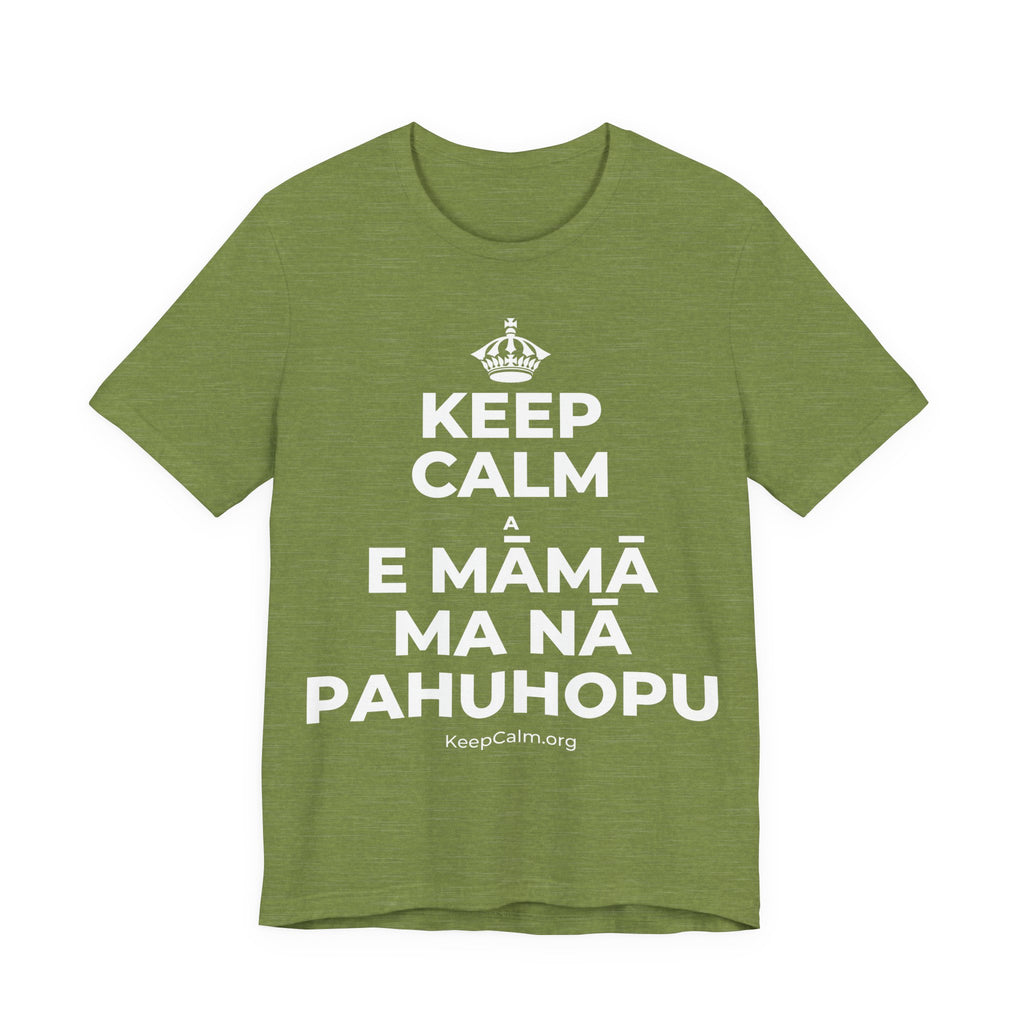 KEEP CALM A E MĀMĀ MA NĀ PAHUHOPU T-Shirt (Baby Blue–Silver)