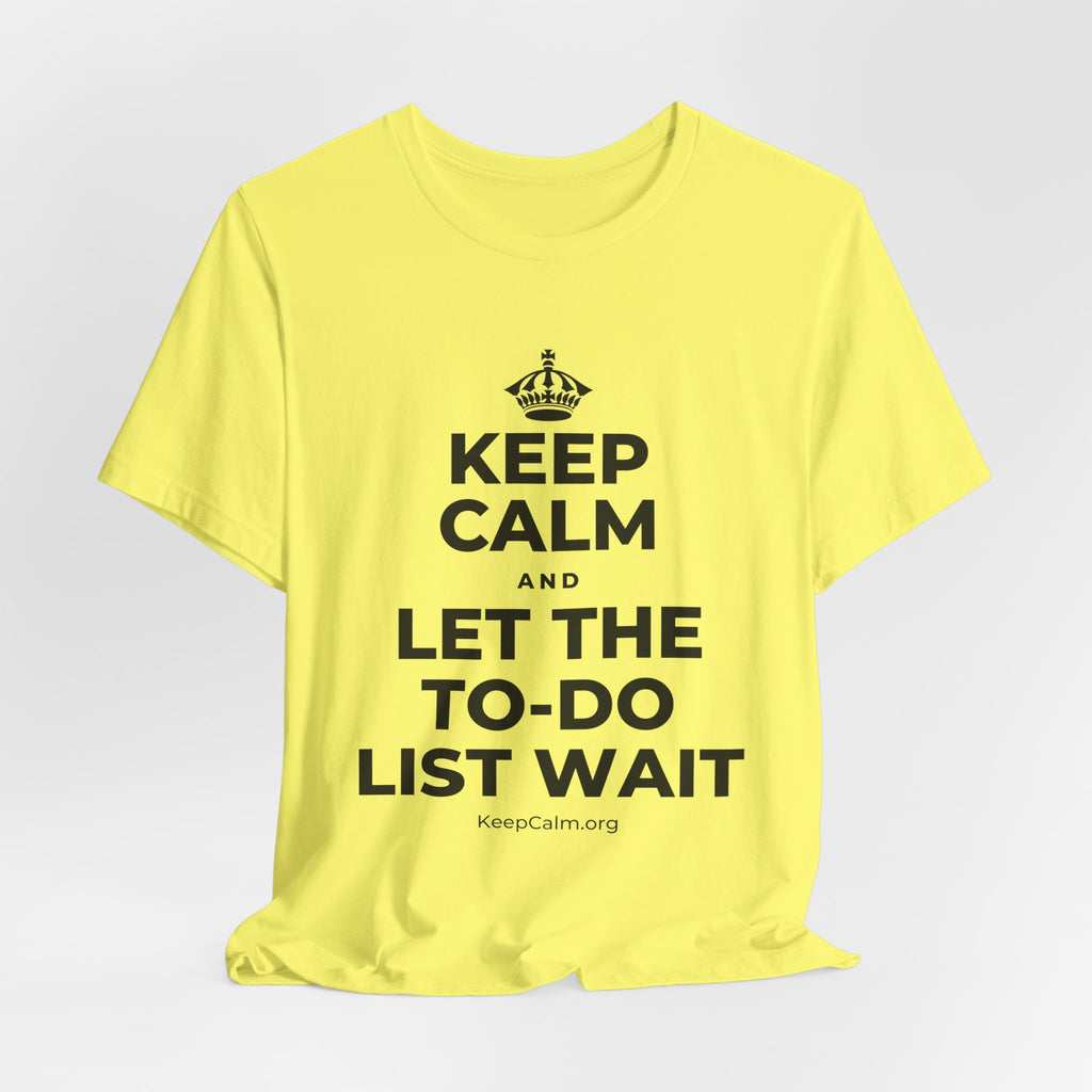 KEEP CALM AND LET THE TO-DO LIST WAIT T-Shirt (Soft Cream–Heather Mauve)