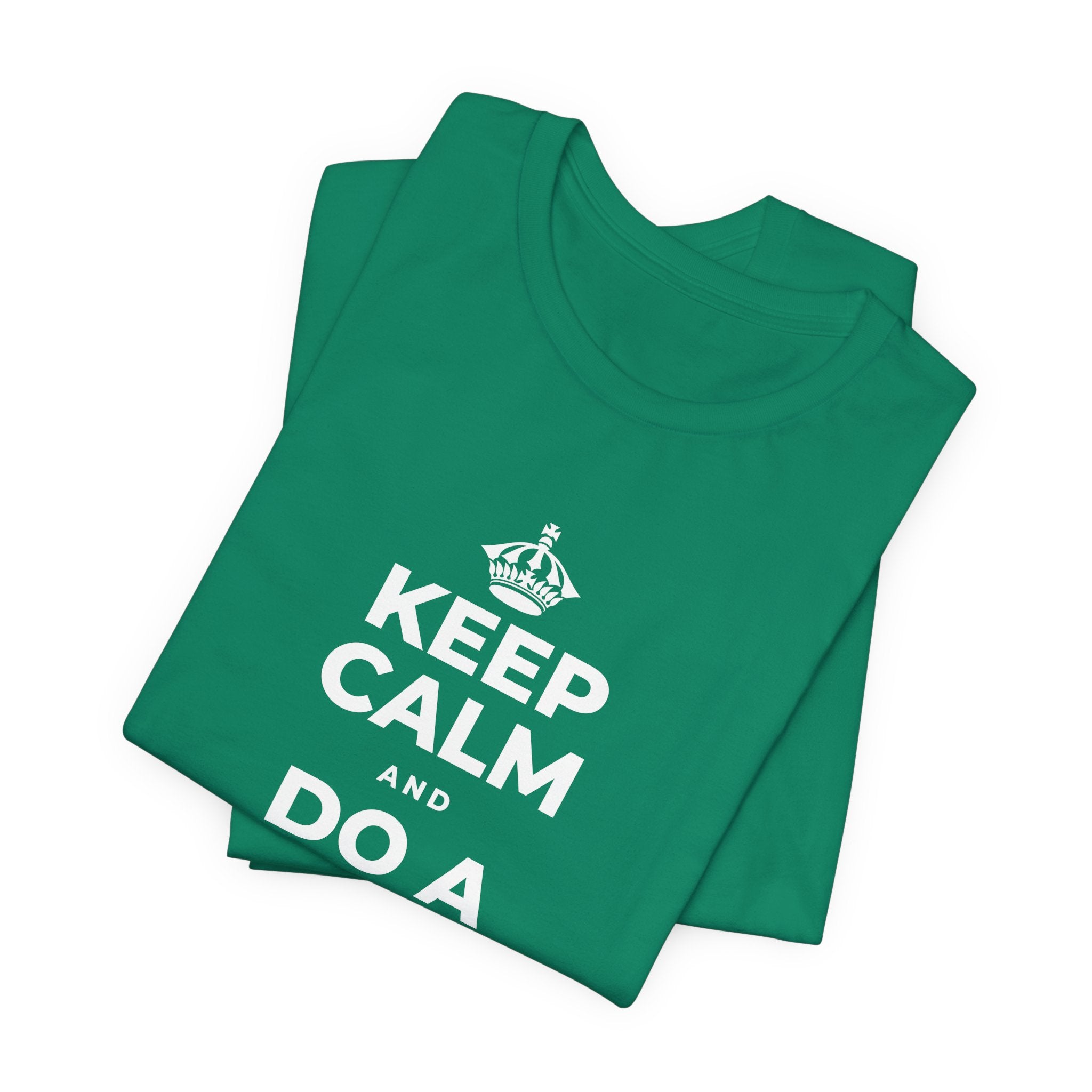 KEEP CALM AND DO A HAPPY LITTLE DANCE T-Shirt (White–Asphalt)
