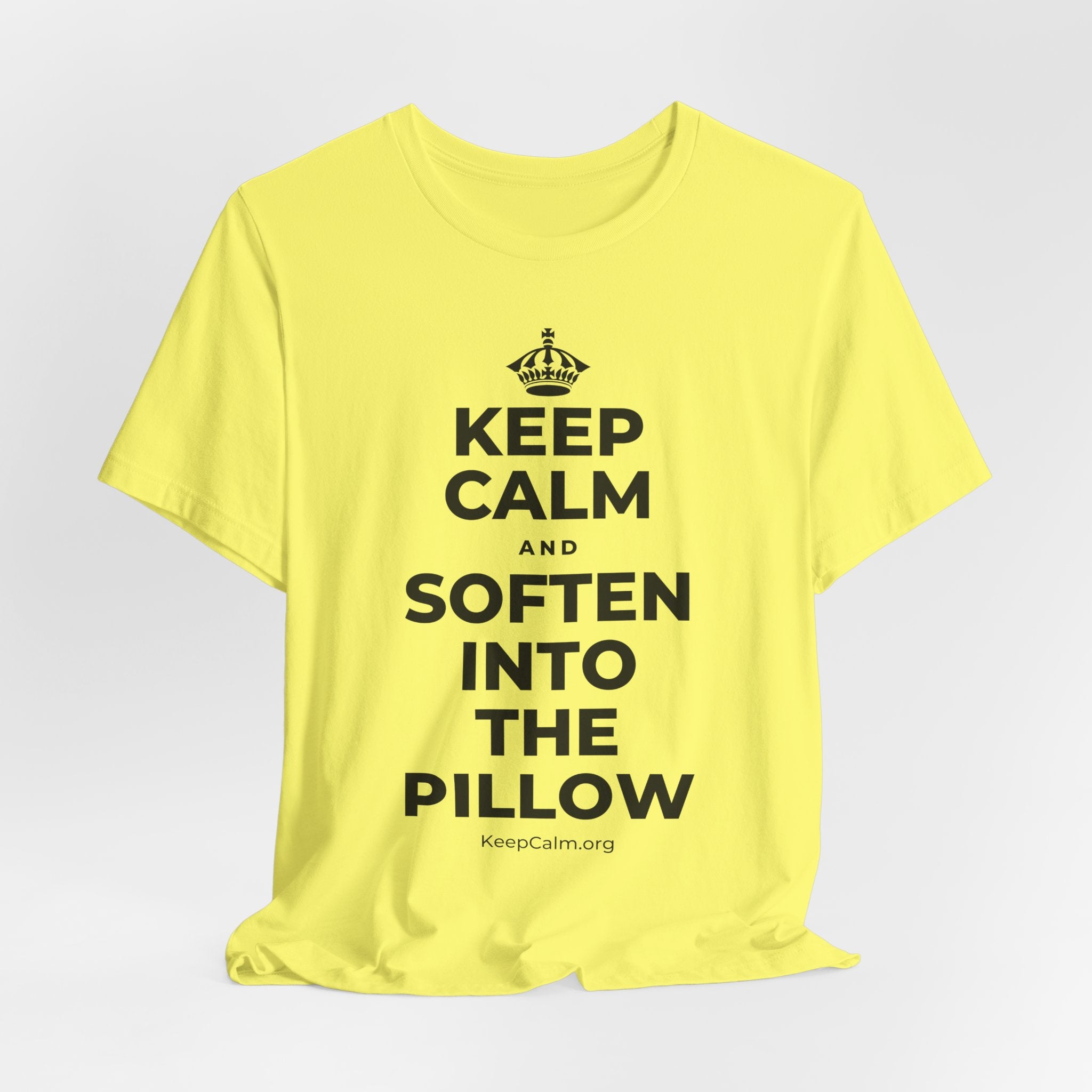 KEEP CALM AND SOFTEN INTO THE PILLOW T-Shirt (Soft Cream–Heather Mauve)