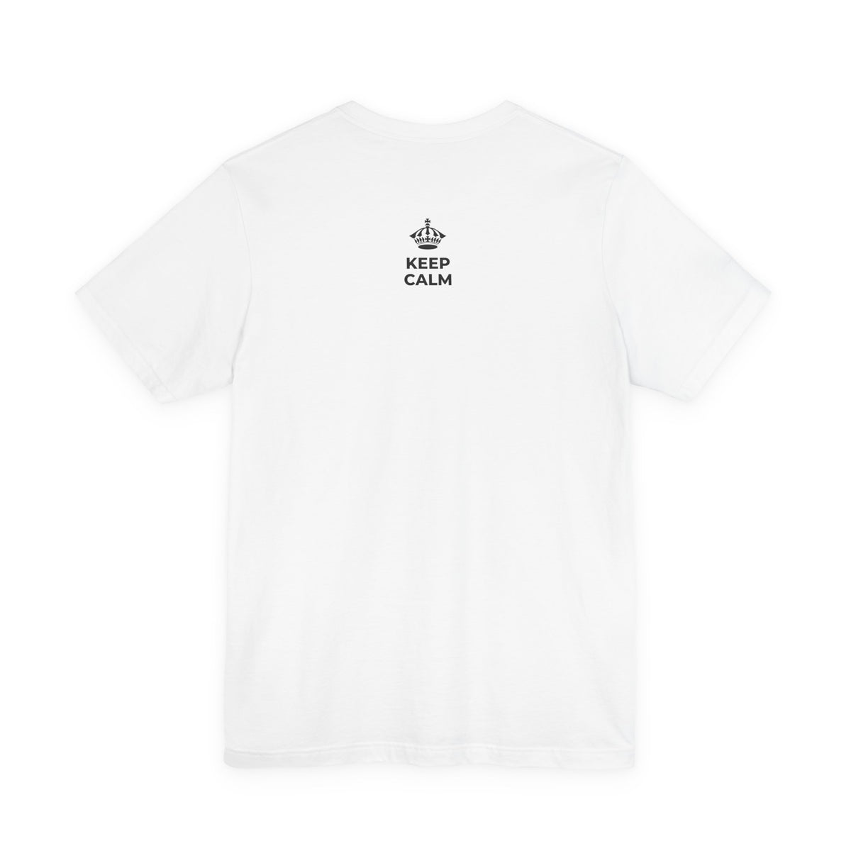 KEEP CALM AND COFFEE FIRST T-Shirt (White–Asphalt)