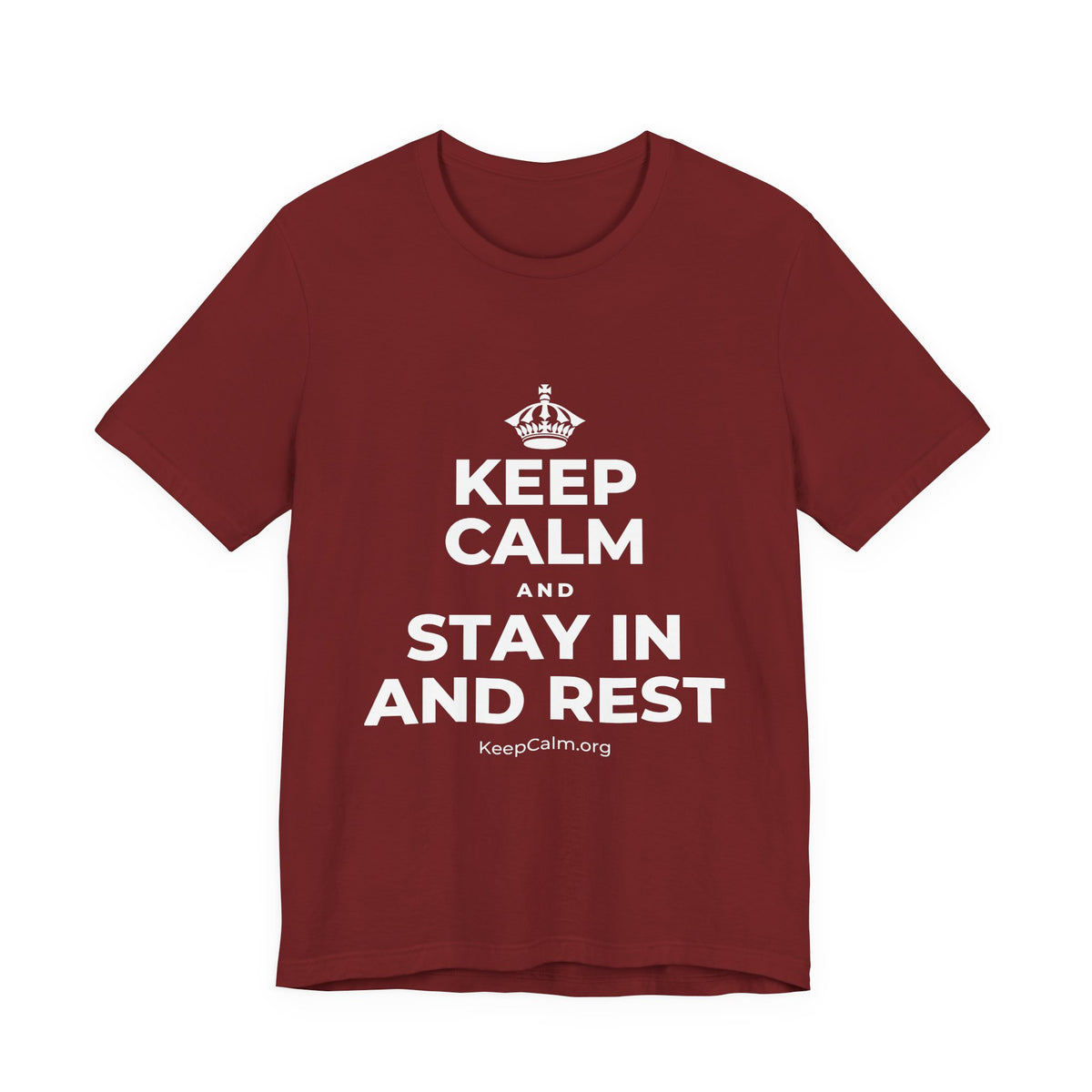 KEEP CALM AND STAY IN AND REST T-Shirt (Baby Blue–Silver)