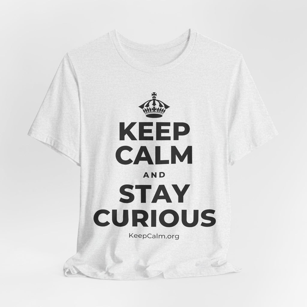 KEEP CALM AND STAY CURIOUS T-Shirt (Soft Cream–Heather Mauve)