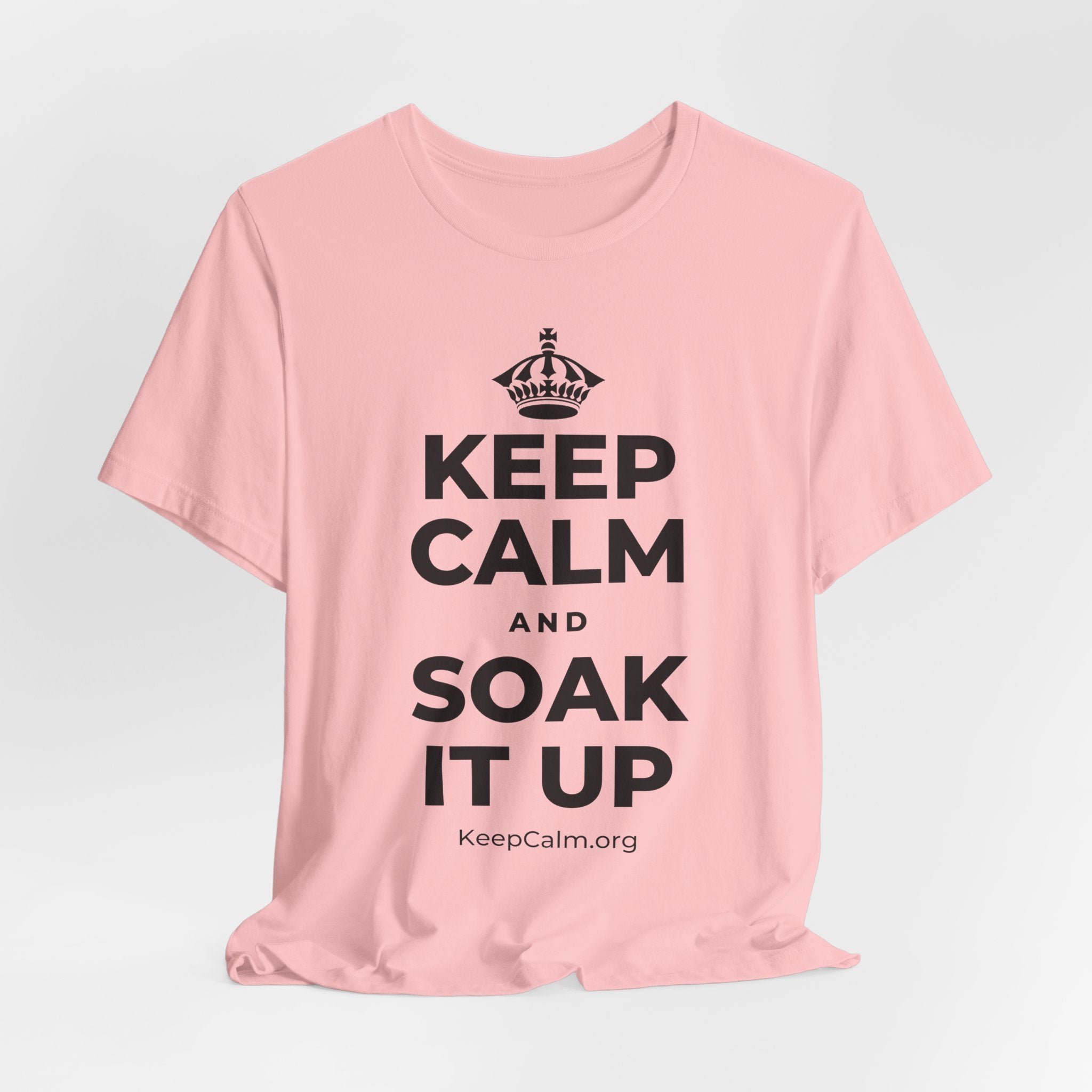 KEEP CALM AND SOAK IT UP T-Shirt (White–Asphalt)