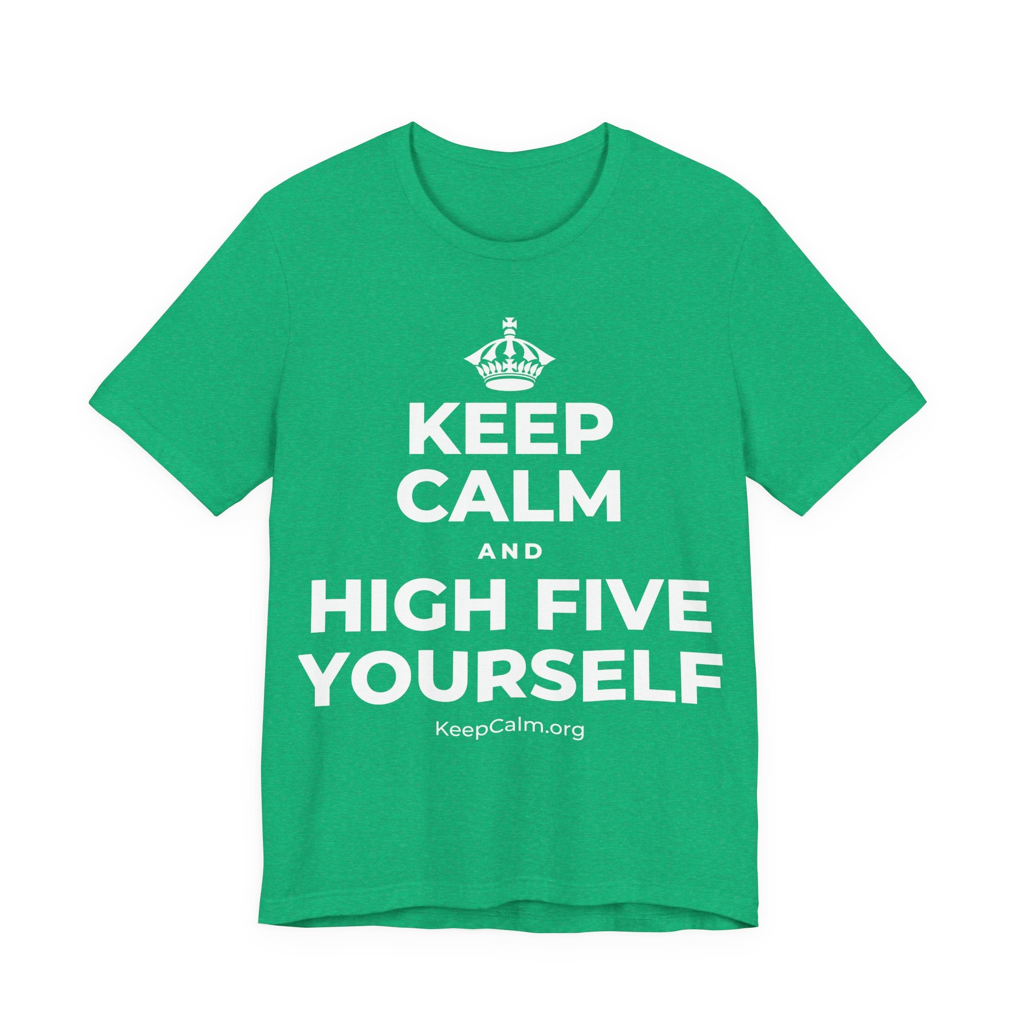 KEEP CALM AND HIGH FIVE YOURSELF T-Shirt (Baby Blue–Silver)