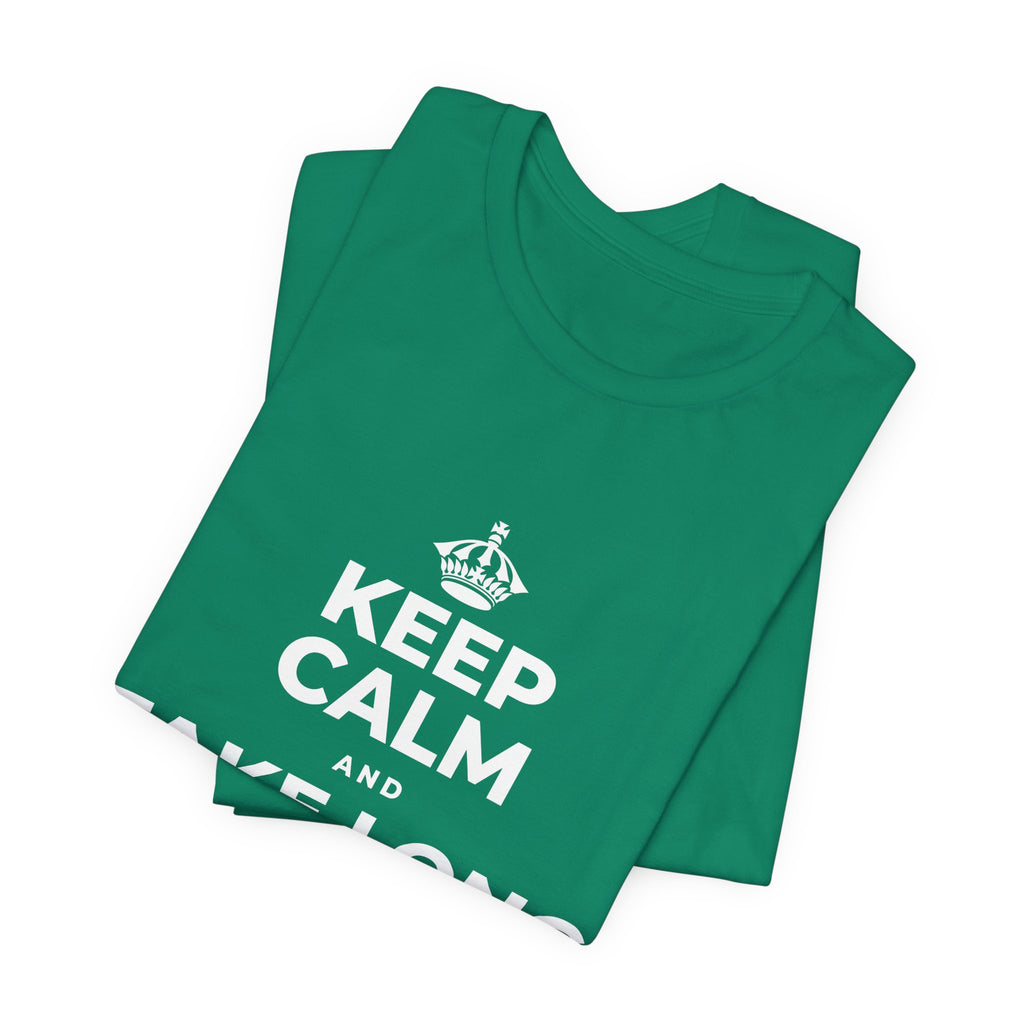 KEEP CALM AND TAKE LONG WALKS ON THE BEACH T-Shirt (White–Asphalt)