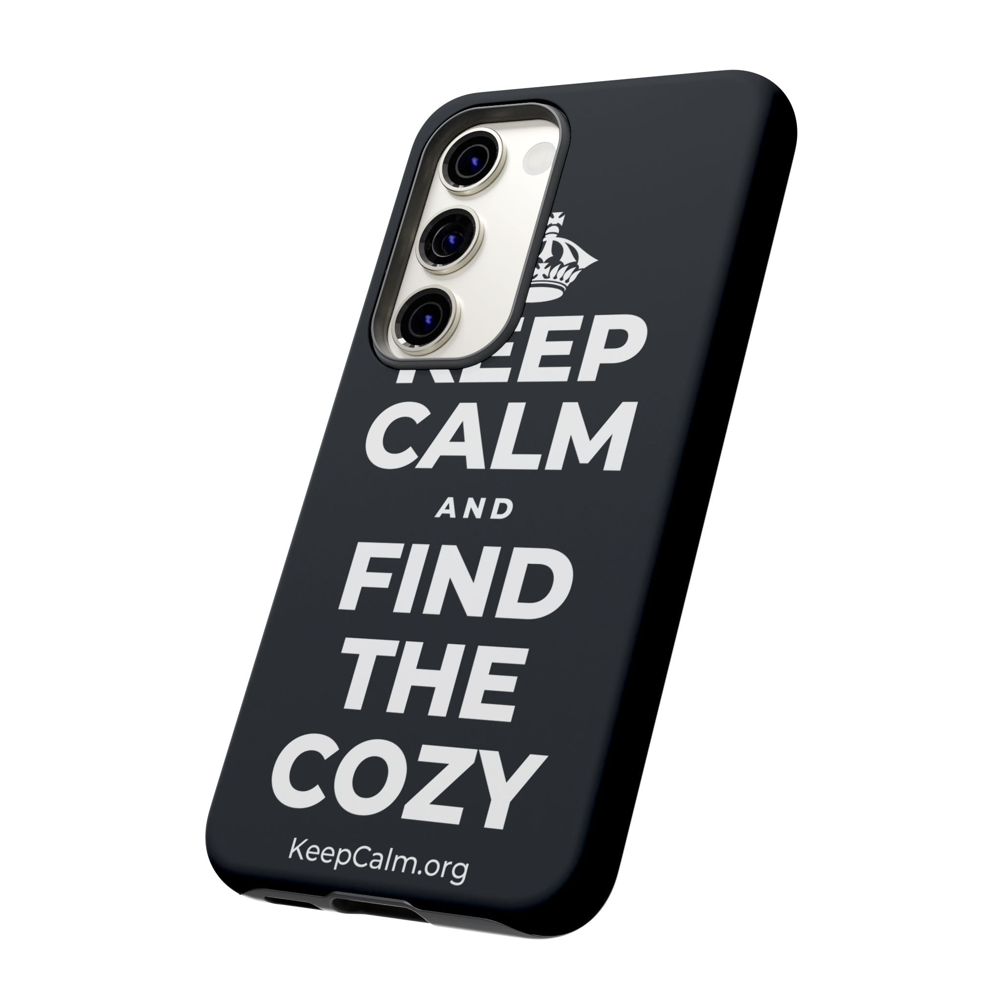 KEEP CALM AND FIND THE COZY Phone Case (Dark)