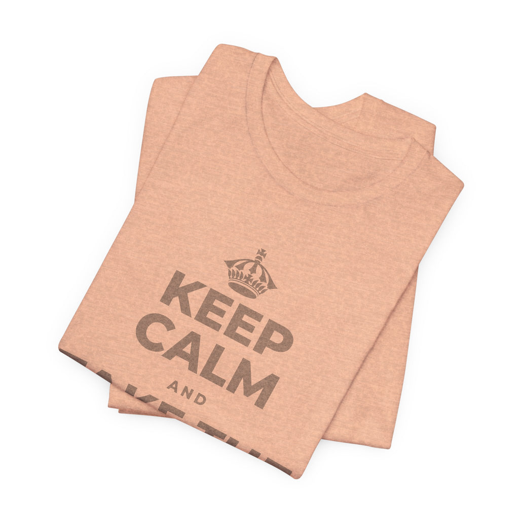 KEEP CALM AND TAKE THE FIRST STEP T-Shirt (Soft Cream–Heather Mauve)