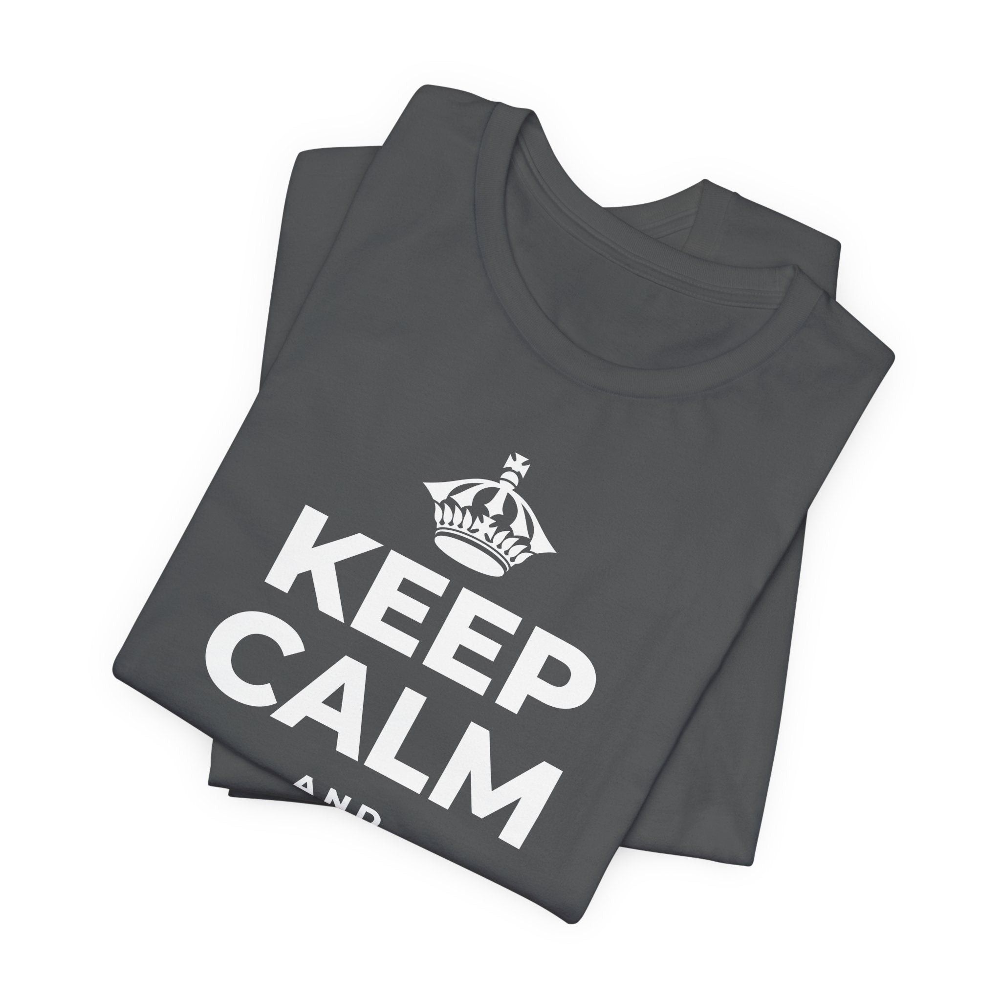 KEEP CALM AND HUG SOMEONE T-Shirt (White–Asphalt)