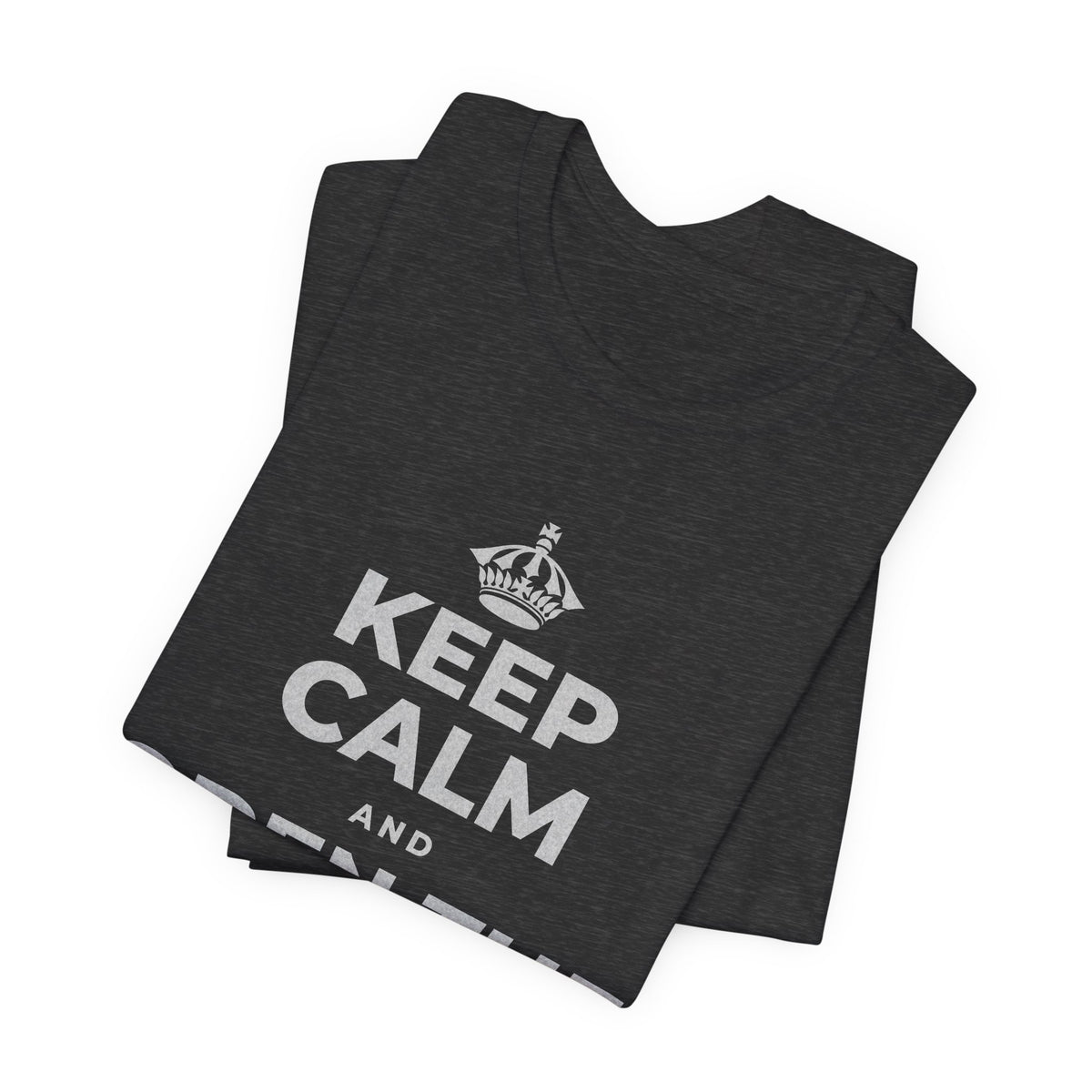 KEEP CALM AND OPEN THE DOOR T-Shirt (White–Asphalt)