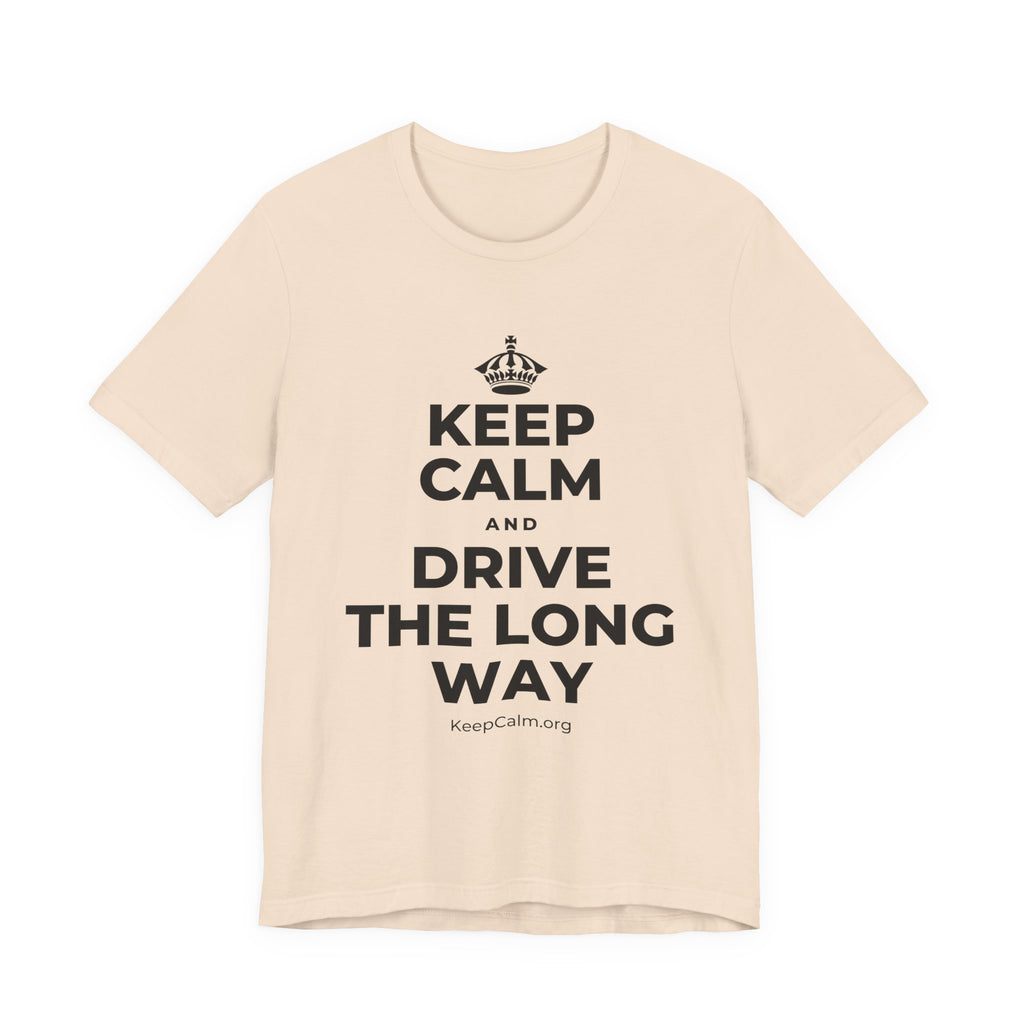 KEEP CALM AND DRIVE THE LONG WAY T-Shirt (Soft Cream–Heather Mauve)