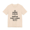 KEEP CALM AND DRIVE THE LONG WAY T-Shirt (Soft Cream–Heather Mauve)