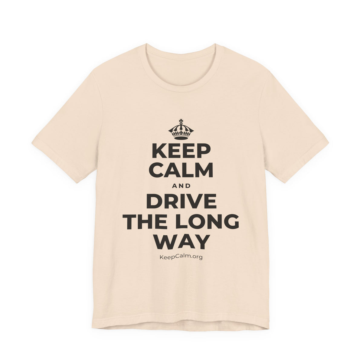KEEP CALM AND DRIVE THE LONG WAY T-Shirt (Soft Cream–Heather Mauve)