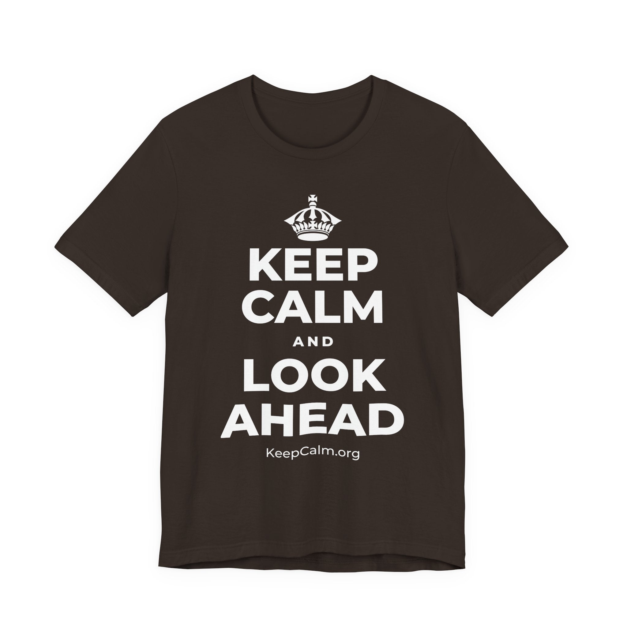 KEEP CALM AND LOOK AHEAD T-Shirt (Soft Cream–Heather Mauve)
