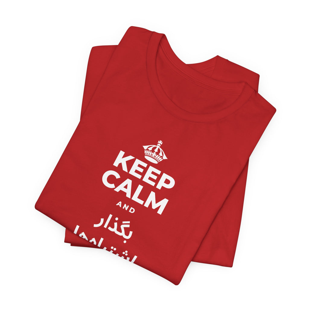 KEEP CALM AND بگذار اشتباه‌ها به تو درس بدهند T-Shirt (White–Asphalt)