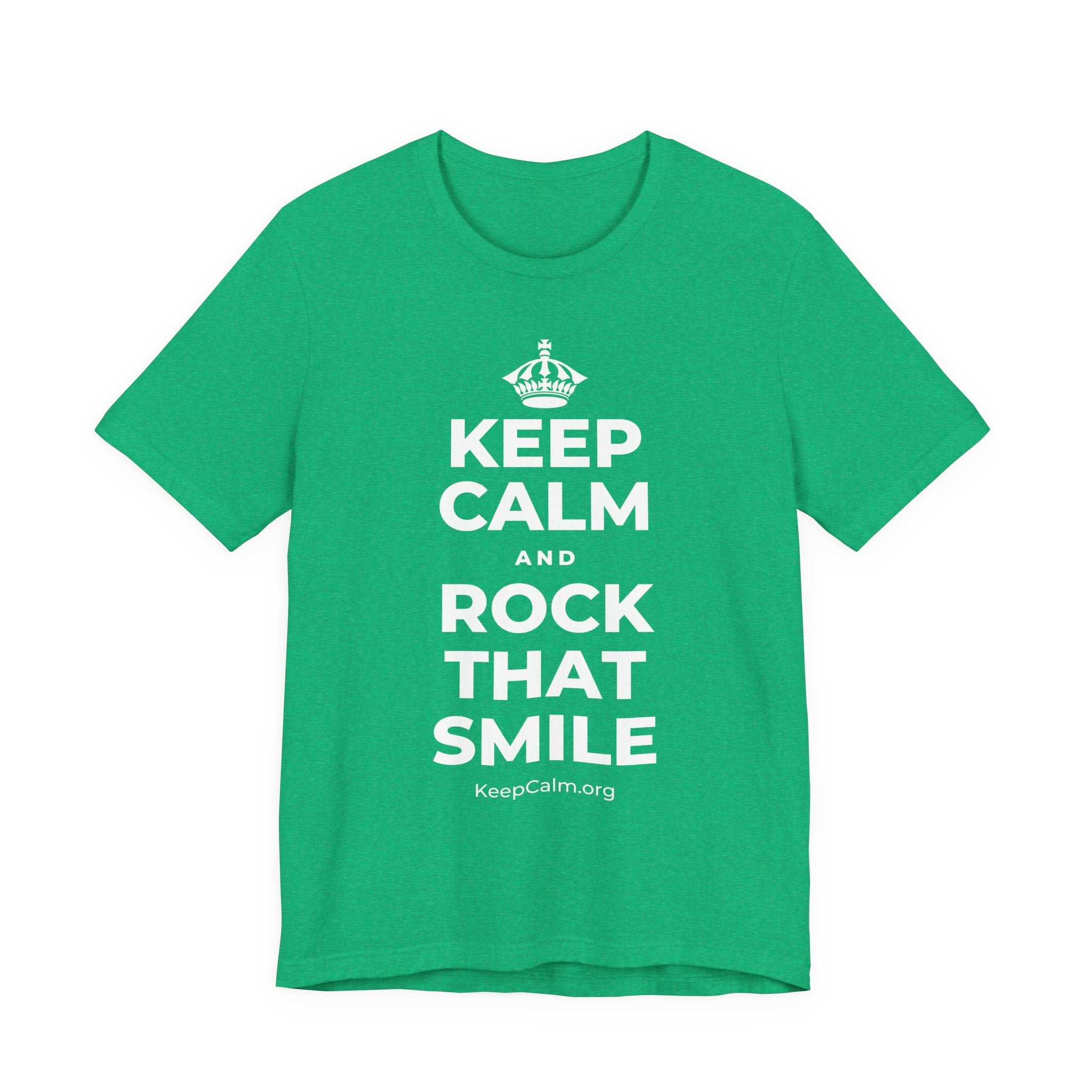 KEEP CALM AND ROCK THAT SMILE T-Shirt (Baby Blue–Silver)