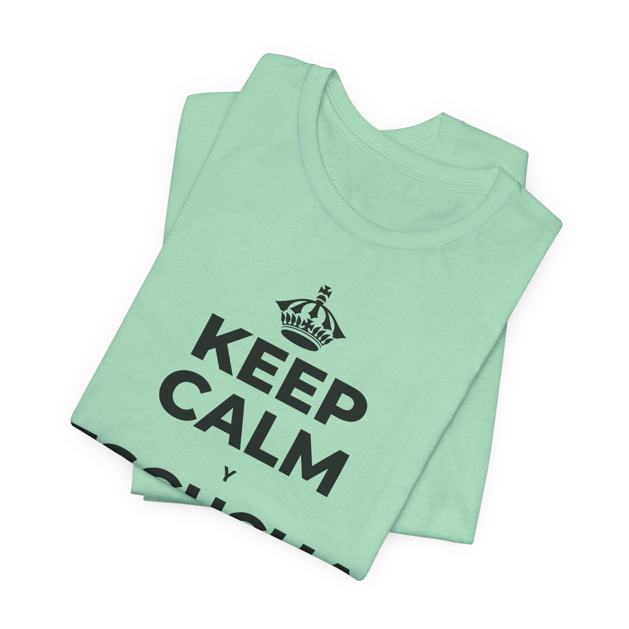 KEEP CALM Y ESCUCHA LA LLUVIA T-Shirt (Baby Blue–Silver)