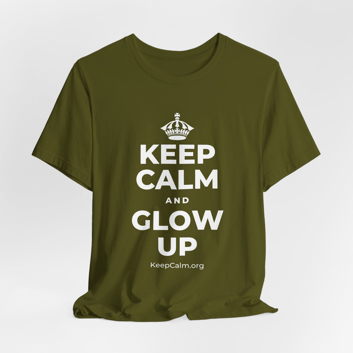 KEEP CALM AND GLOW UP T-Shirt (Baby Blue–Silver)