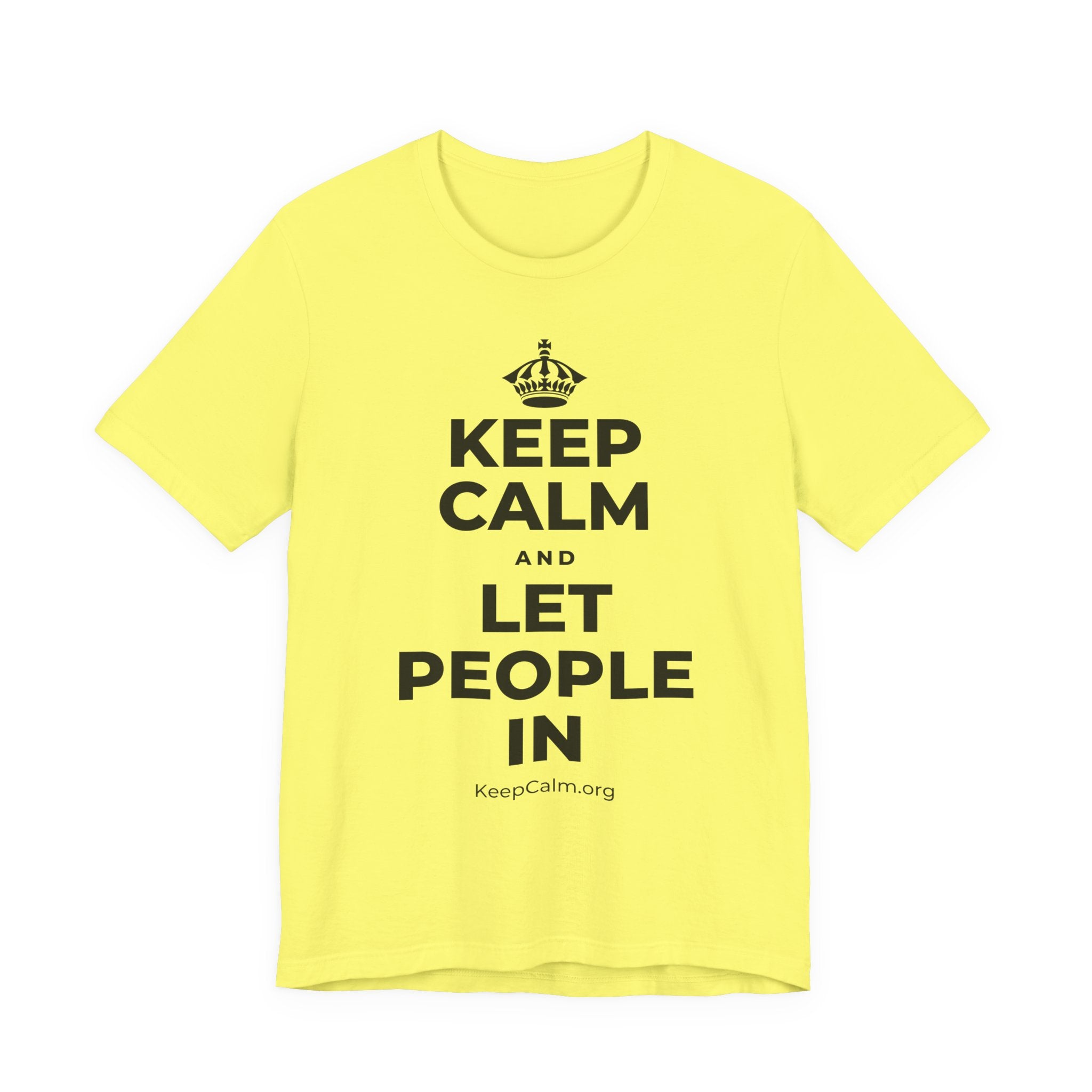 KEEP CALM AND LET PEOPLE IN T-Shirt (Soft Cream–Heather Mauve)