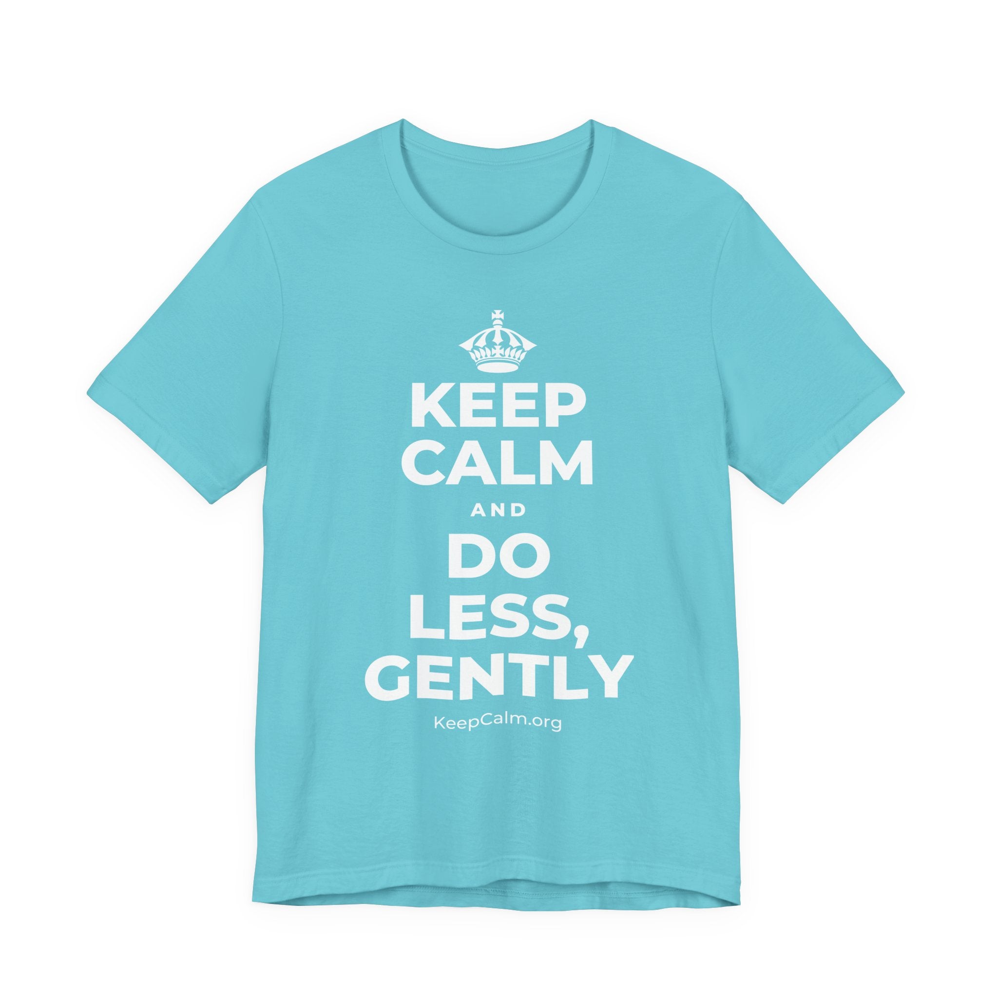 KEEP CALM AND DO LESS, GENTLY T-Shirt (Soft Cream–Heather Mauve)