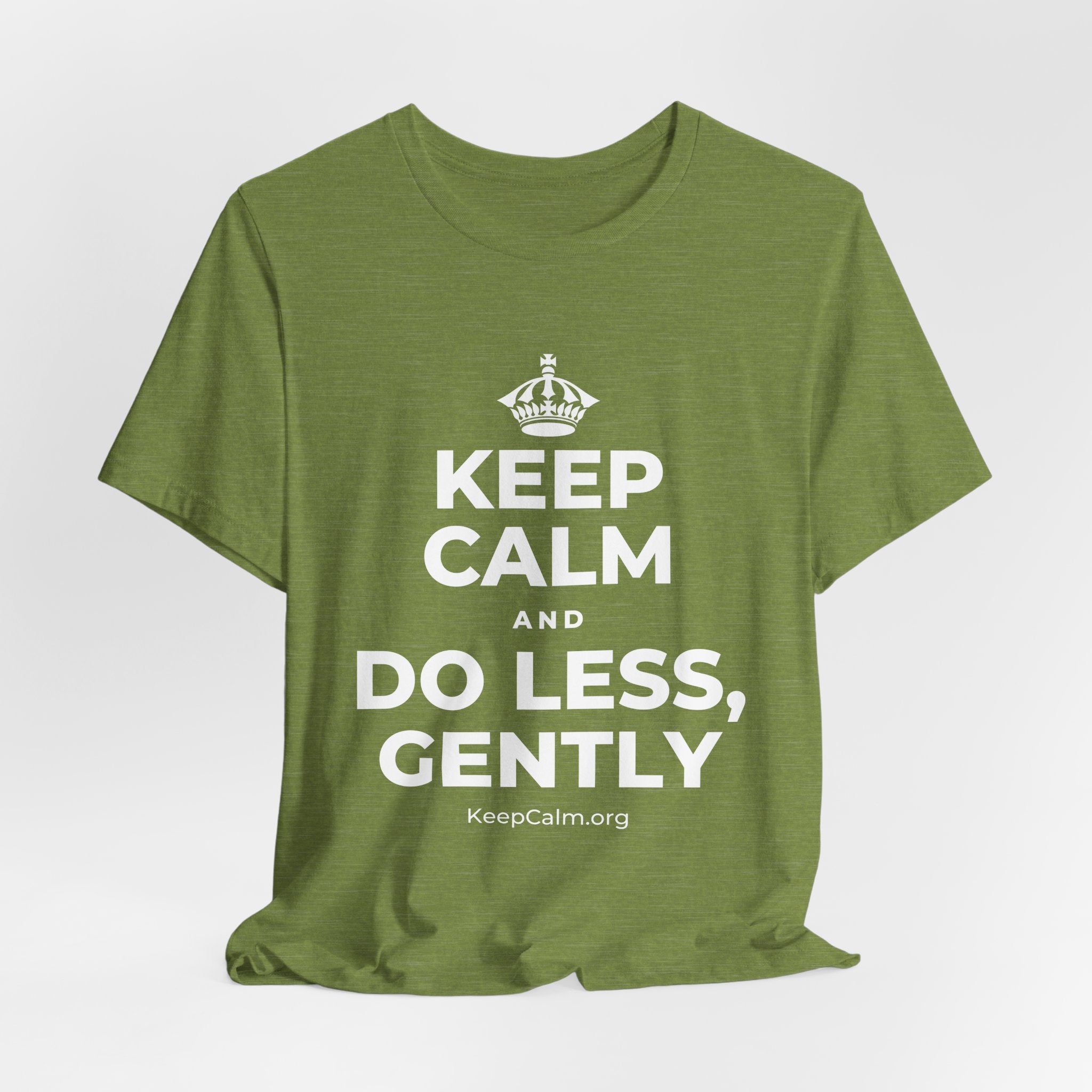 KEEP CALM AND DO LESS, GENTLY T-Shirt (Baby Blue–Silver)