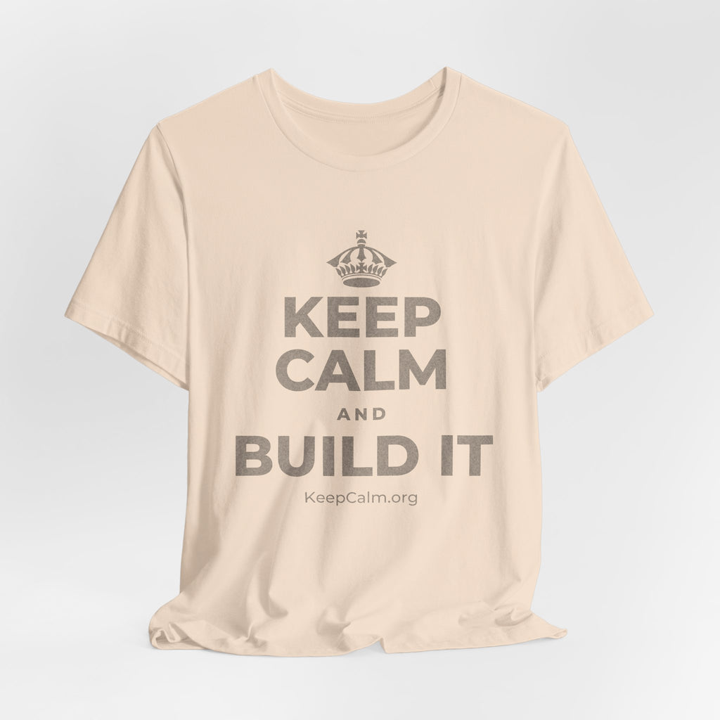 KEEP CALM AND BUILD IT T-Shirt (Soft Cream–Heather Mauve)