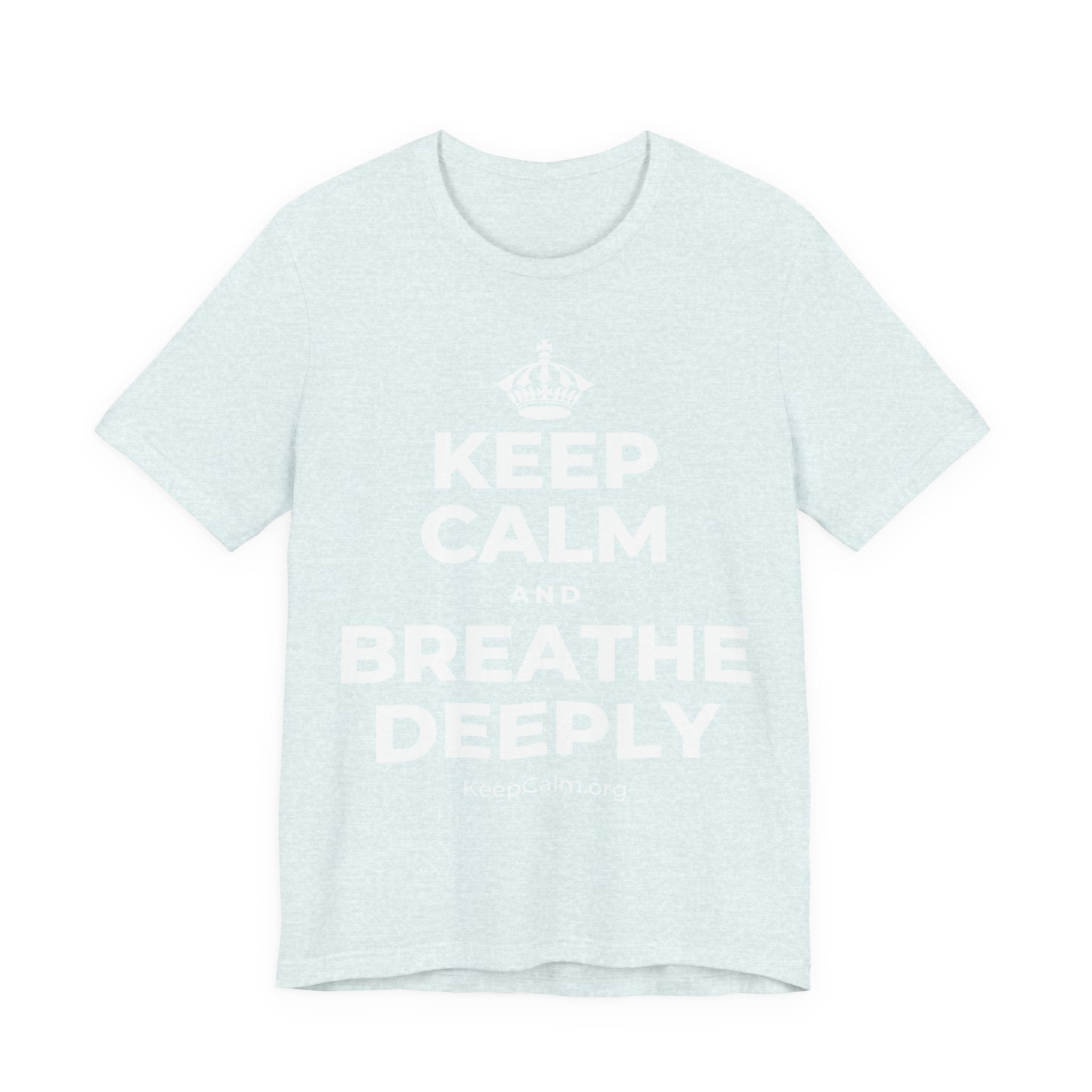 KEEP CALM AND BREATHE DEEPLY T-Shirt (Soft Cream–Heather Mauve)