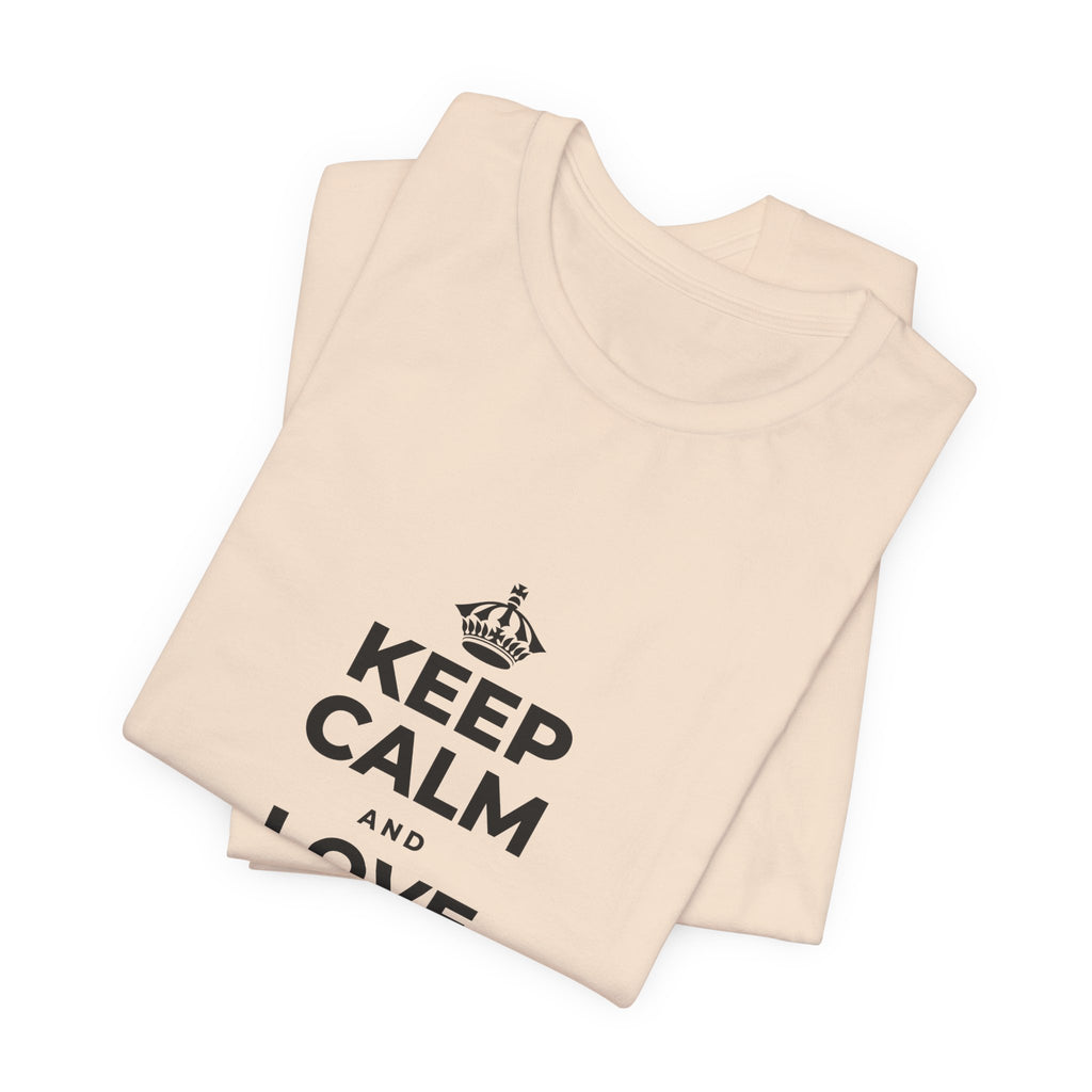 KEEP CALM AND LOVE WITHOUT POSSESSION T-Shirt (Soft Cream–Heather Mauve)