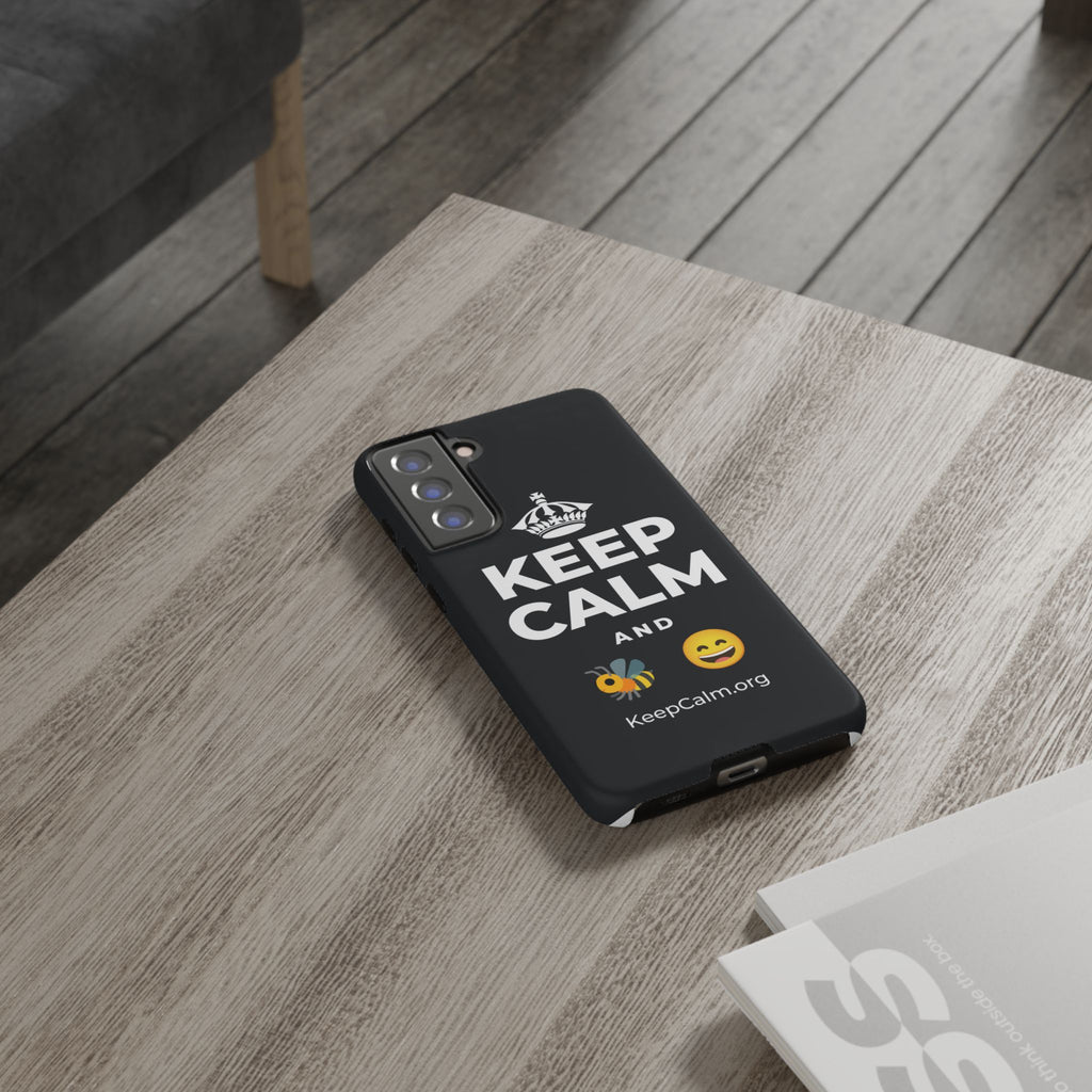 KEEP CALM AND 🐝 😄 Phone Case (Dark)