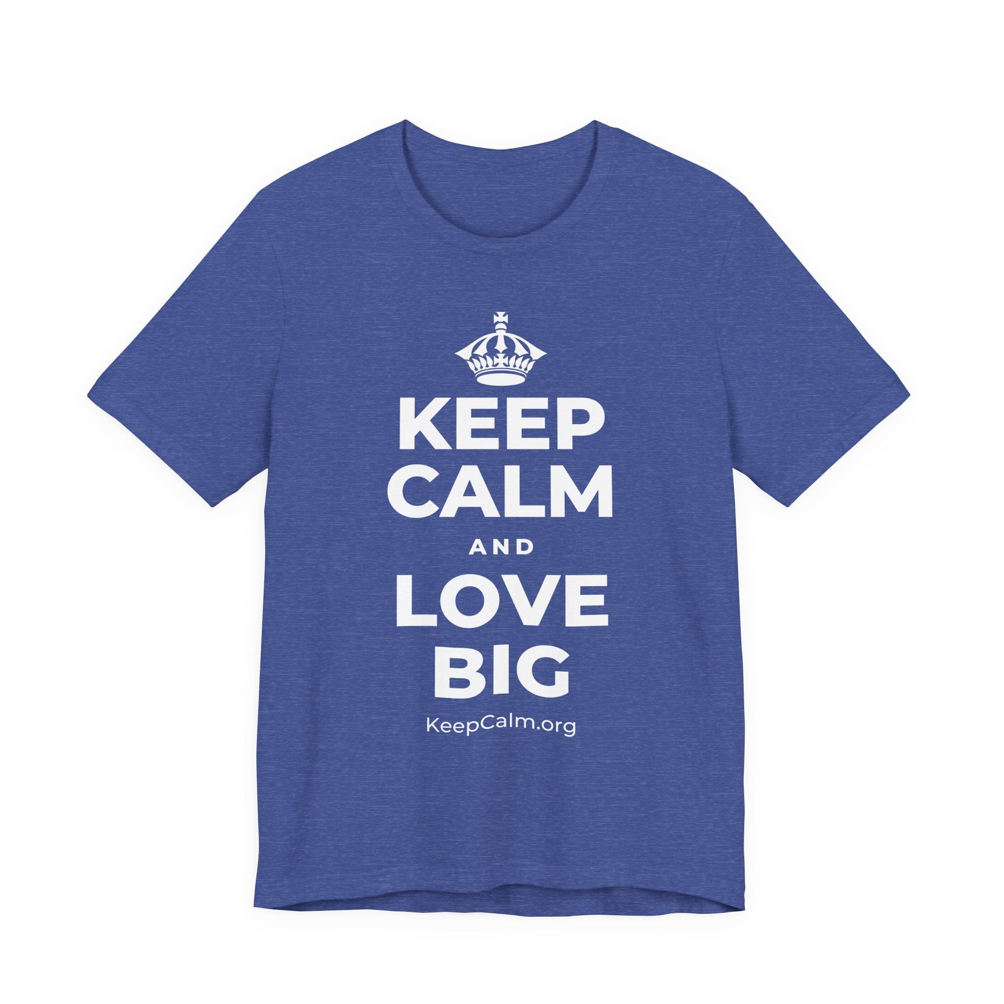 KEEP CALM AND LOVE BIG T-Shirt (Baby Blue–Silver)