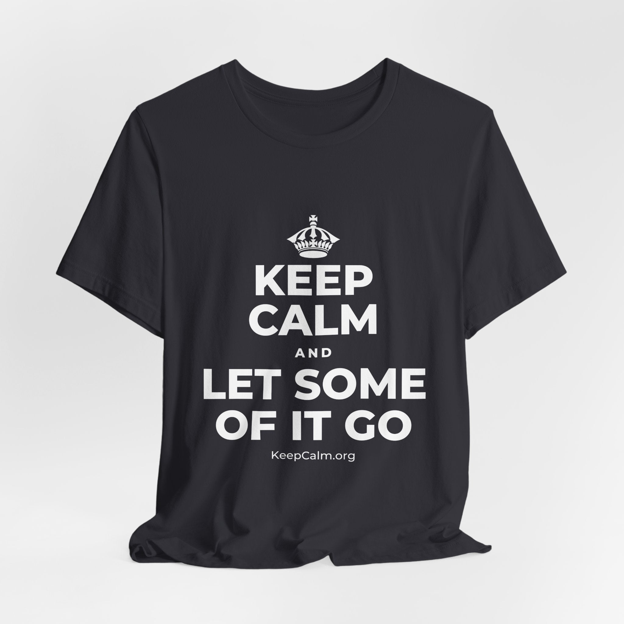 KEEP CALM AND LET SOME OF IT GO T-Shirt (Baby Blue–Silver)