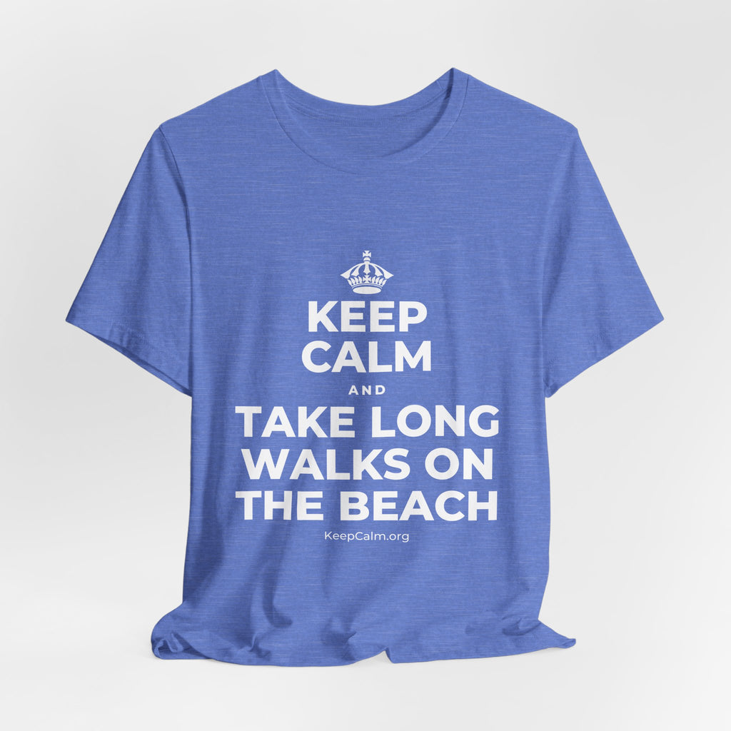 KEEP CALM AND TAKE LONG WALKS ON THE BEACH T-Shirt (Soft Cream–Heather Mauve)