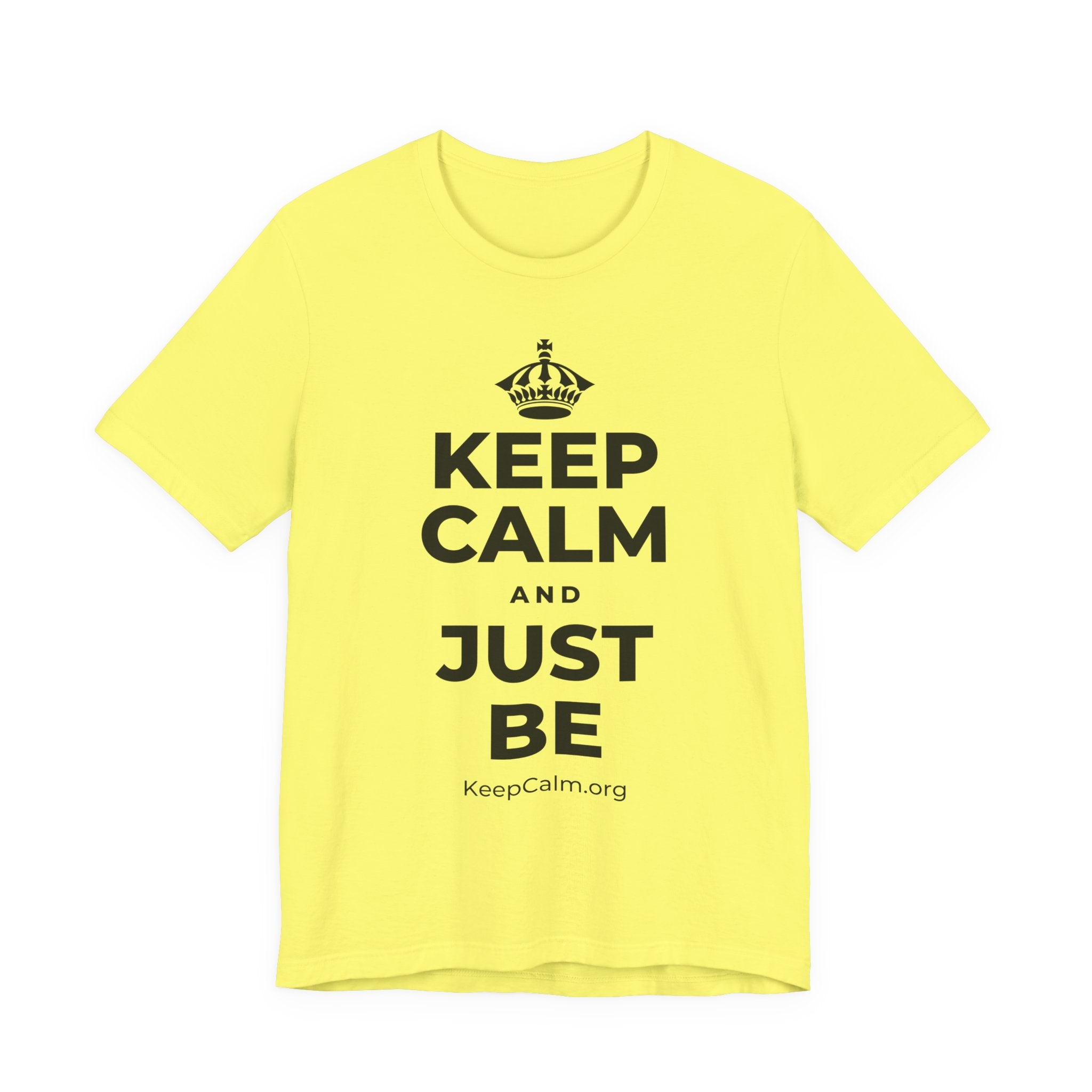 KEEP CALM AND JUST BE T-Shirt (Soft Cream–Heather Mauve)