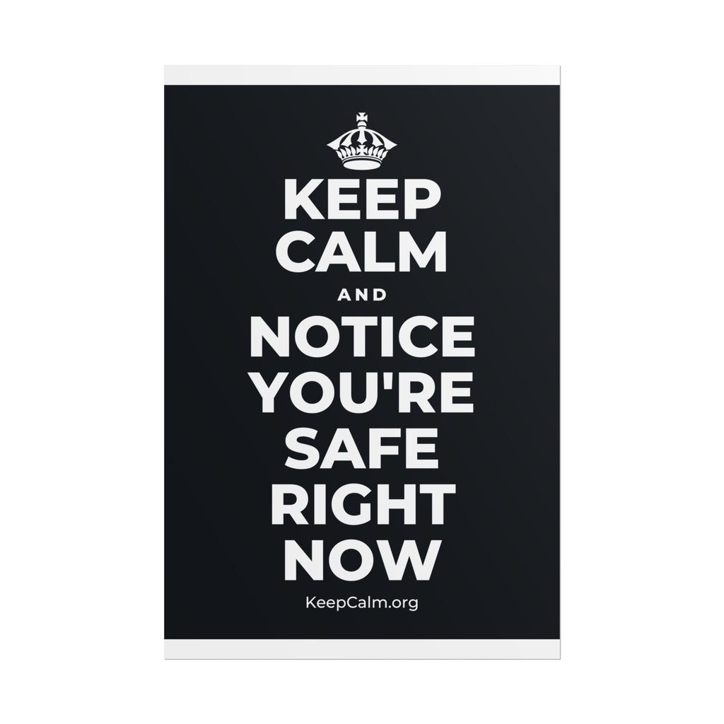 KEEP CALM AND NOTICE YOU'RE SAFE RIGHT NOW Poster (Dark)