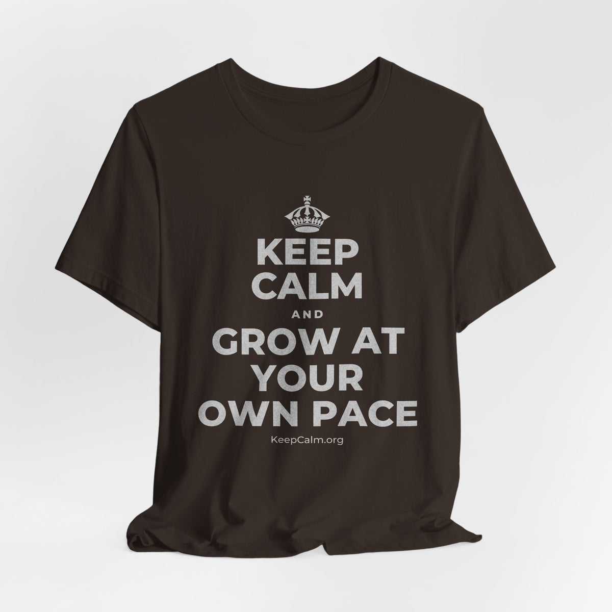 KEEP CALM AND GROW AT YOUR OWN PACE T-Shirt (Soft Cream–Heather Mauve)