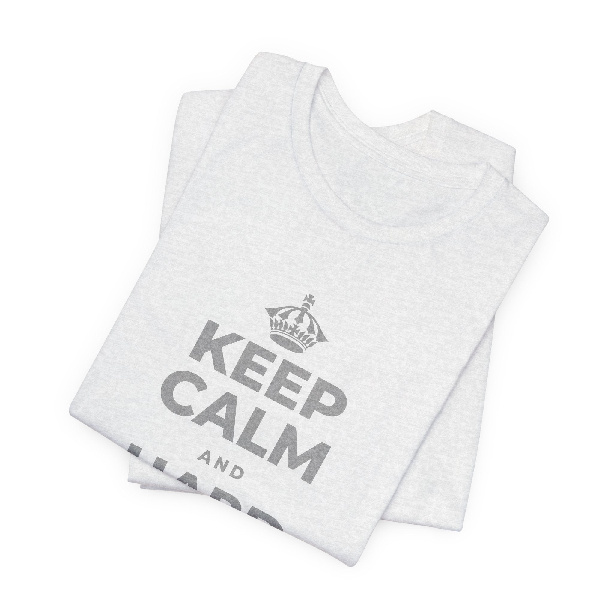 KEEP CALM AND HARD PART FIRST T-Shirt (Soft Cream–Heather Mauve)