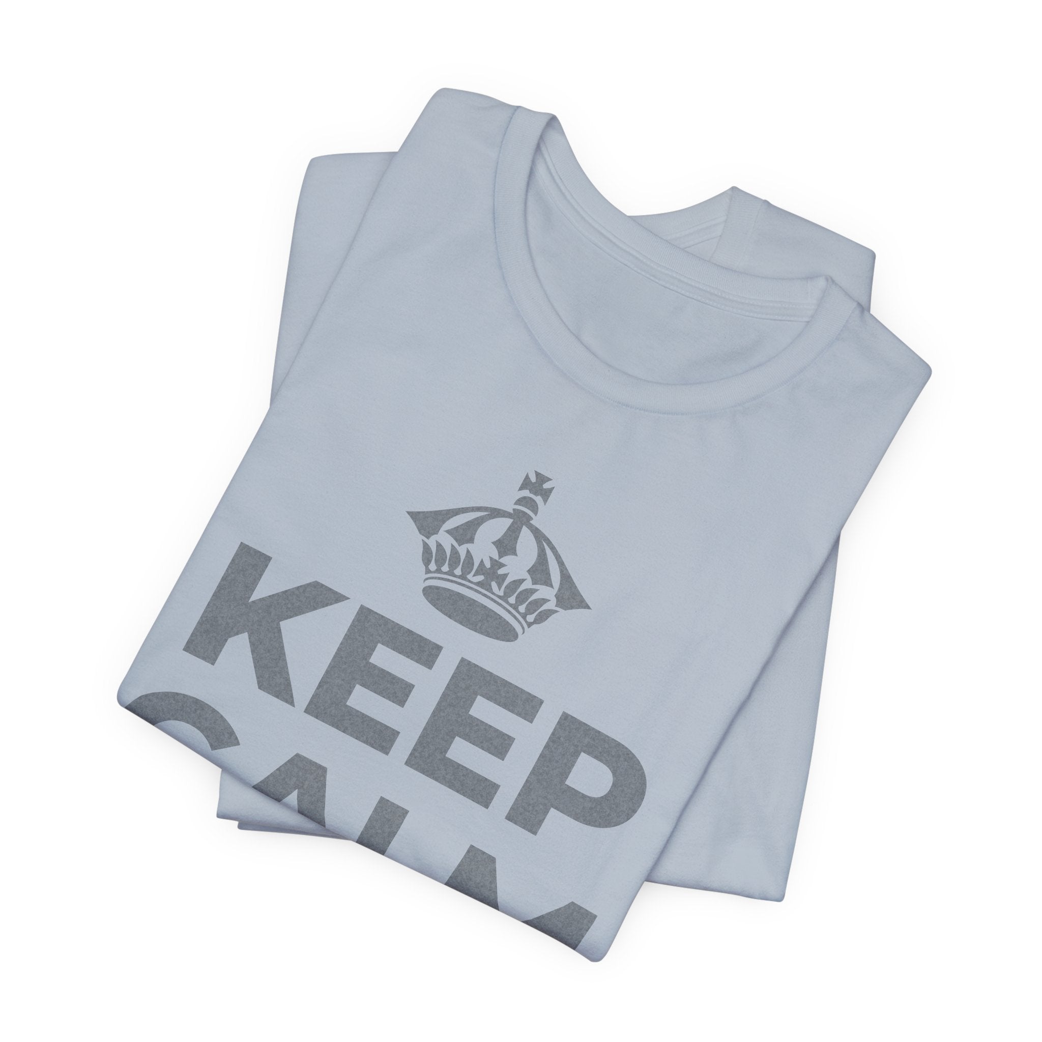 KEEP CALM AND 見知らぬ人に微笑んで T-Shirt (White–Asphalt)