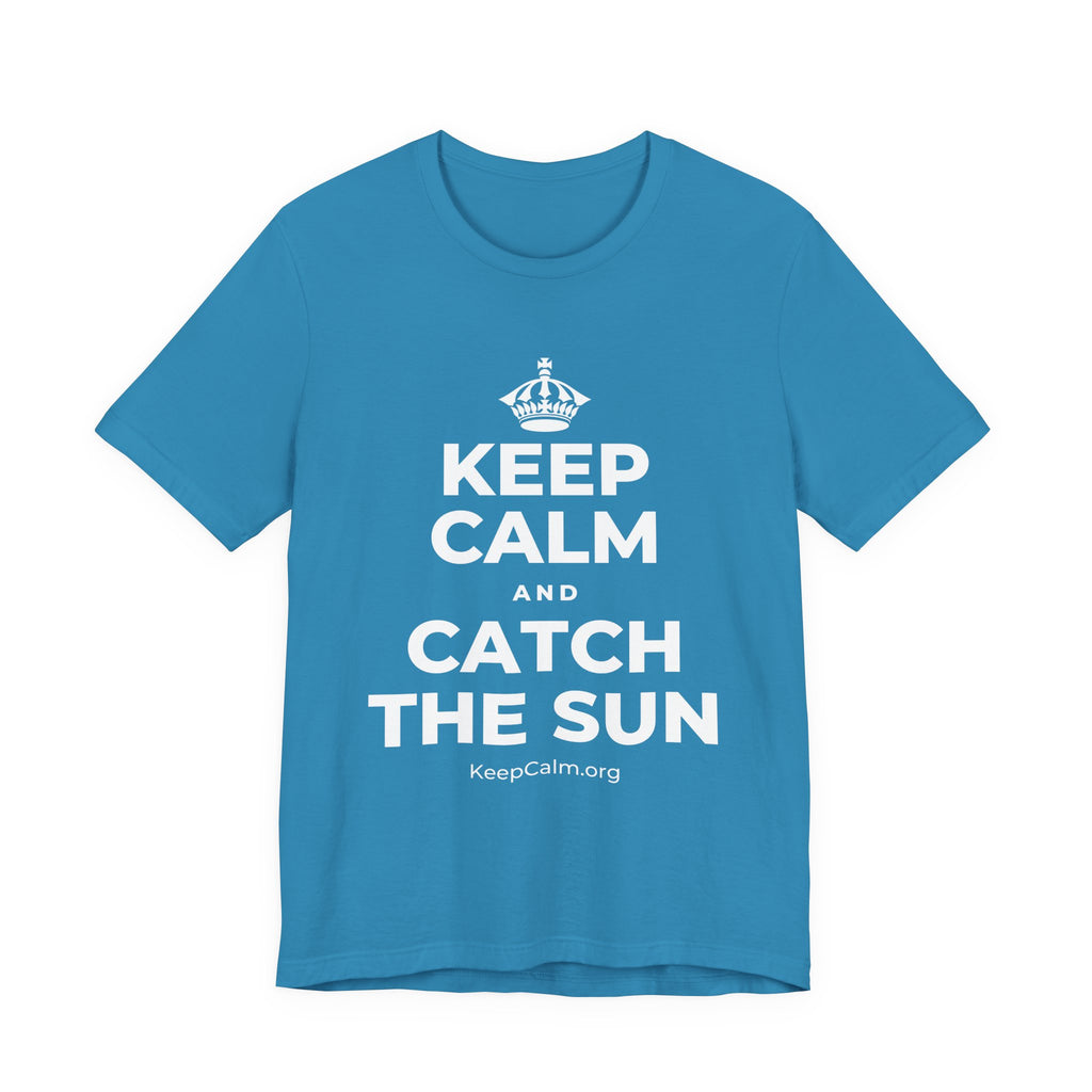 KEEP CALM AND CATCH THE SUN T-Shirt (White–Asphalt)