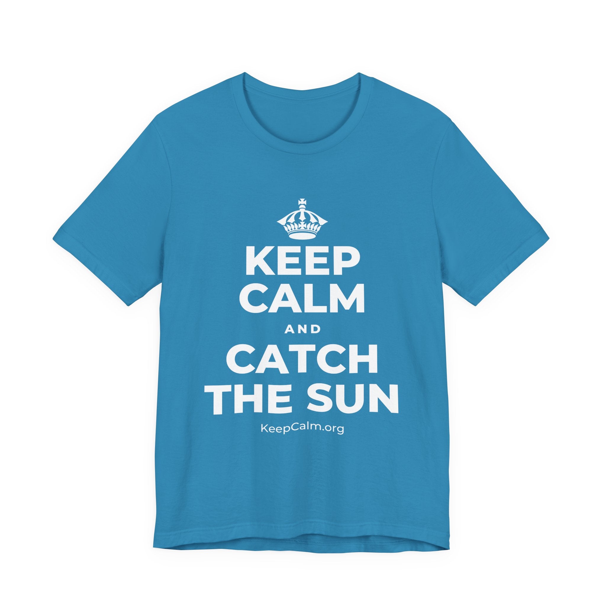 KEEP CALM AND CATCH THE SUN T-Shirt (White–Asphalt)