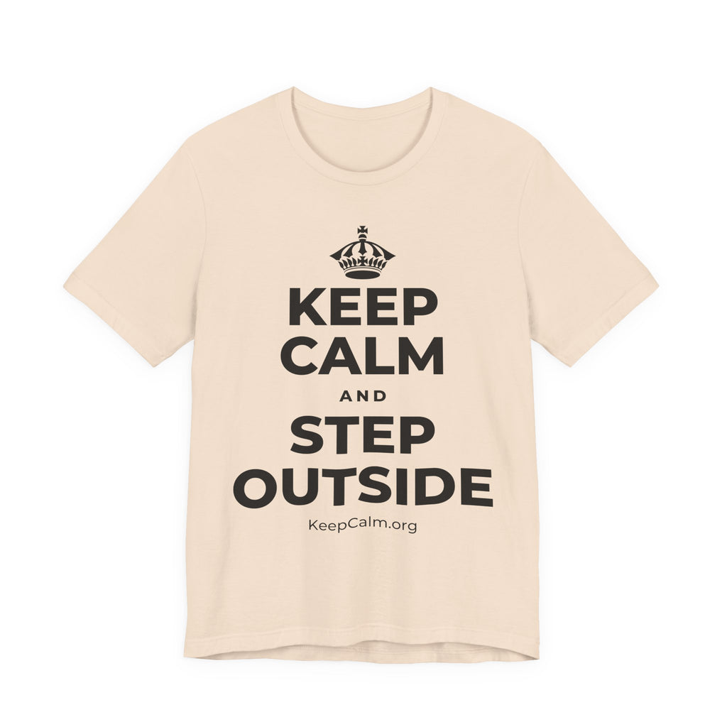 KEEP CALM AND STEP OUTSIDE T-Shirt (Soft Cream–Heather Mauve)