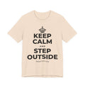 KEEP CALM AND STEP OUTSIDE T-Shirt (Soft Cream–Heather Mauve)