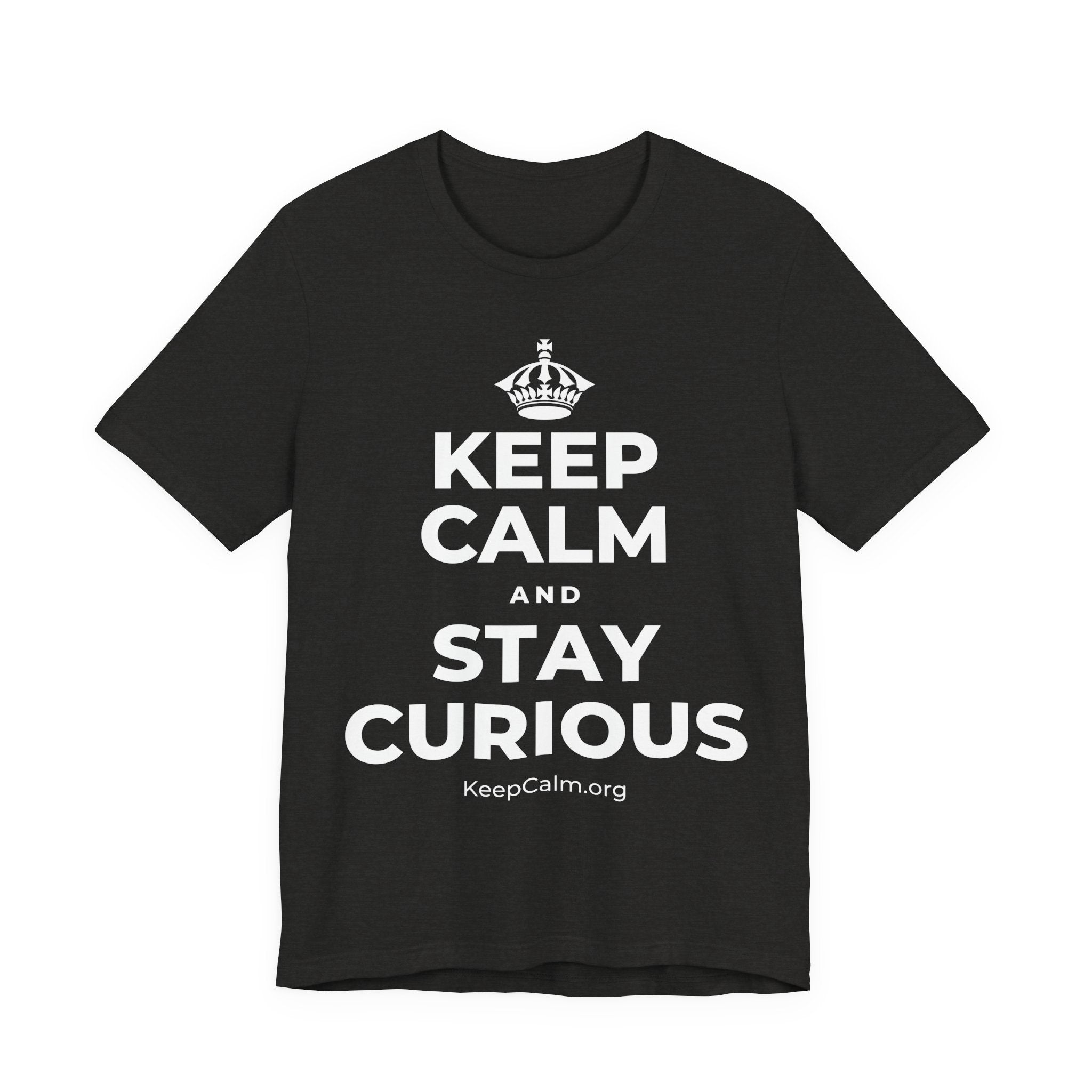 KEEP CALM AND STAY CURIOUS T-Shirt (Soft Cream–Heather Mauve)
